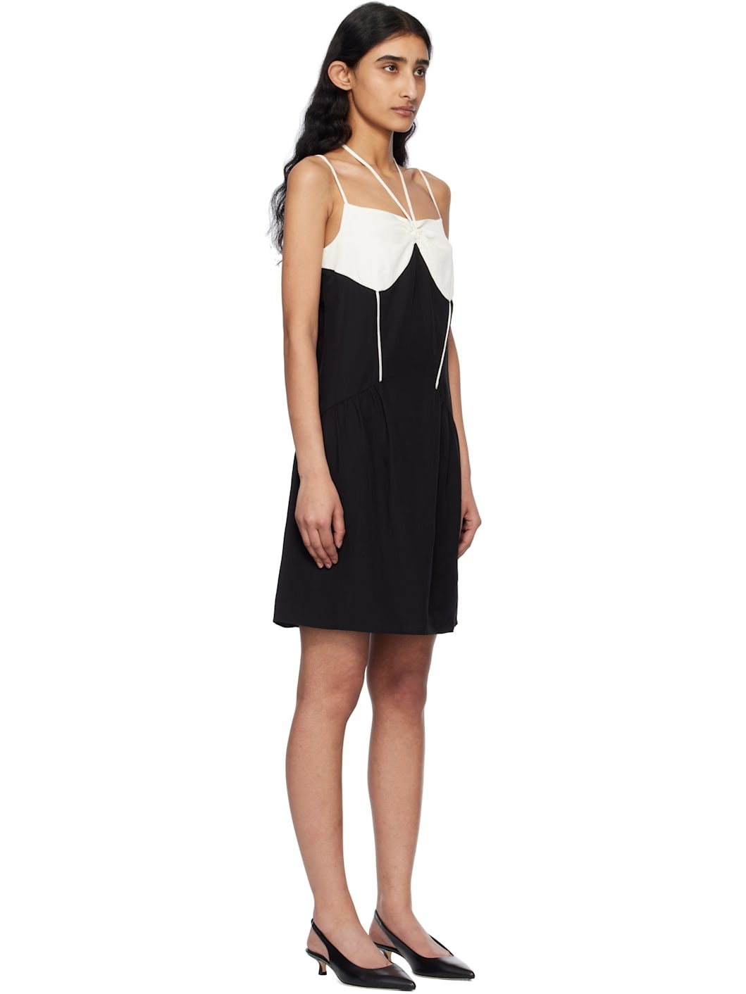 Black & Off-White Blocked Camisole Minidress - 2