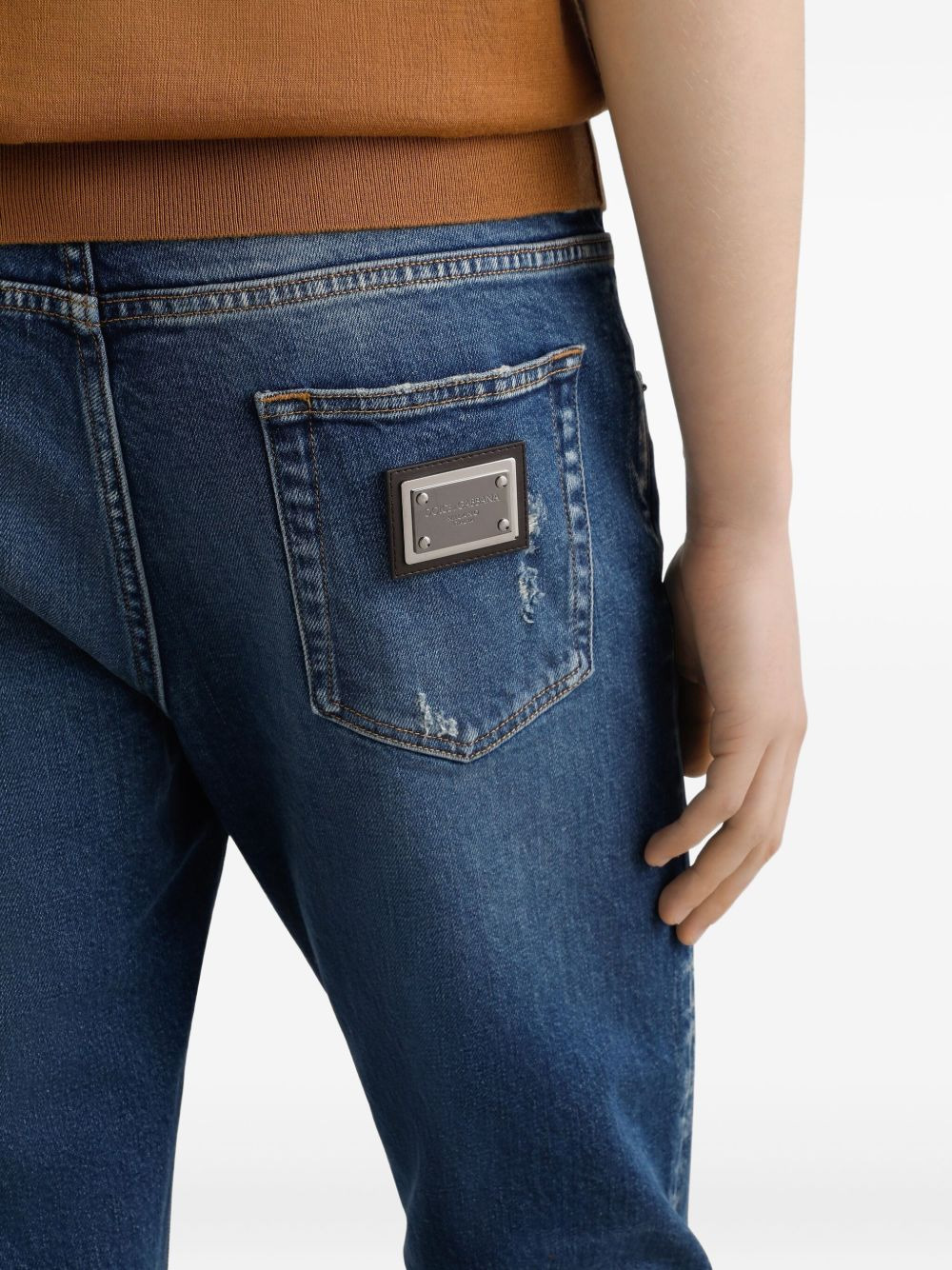 distressed ripped-knee jeans - 5