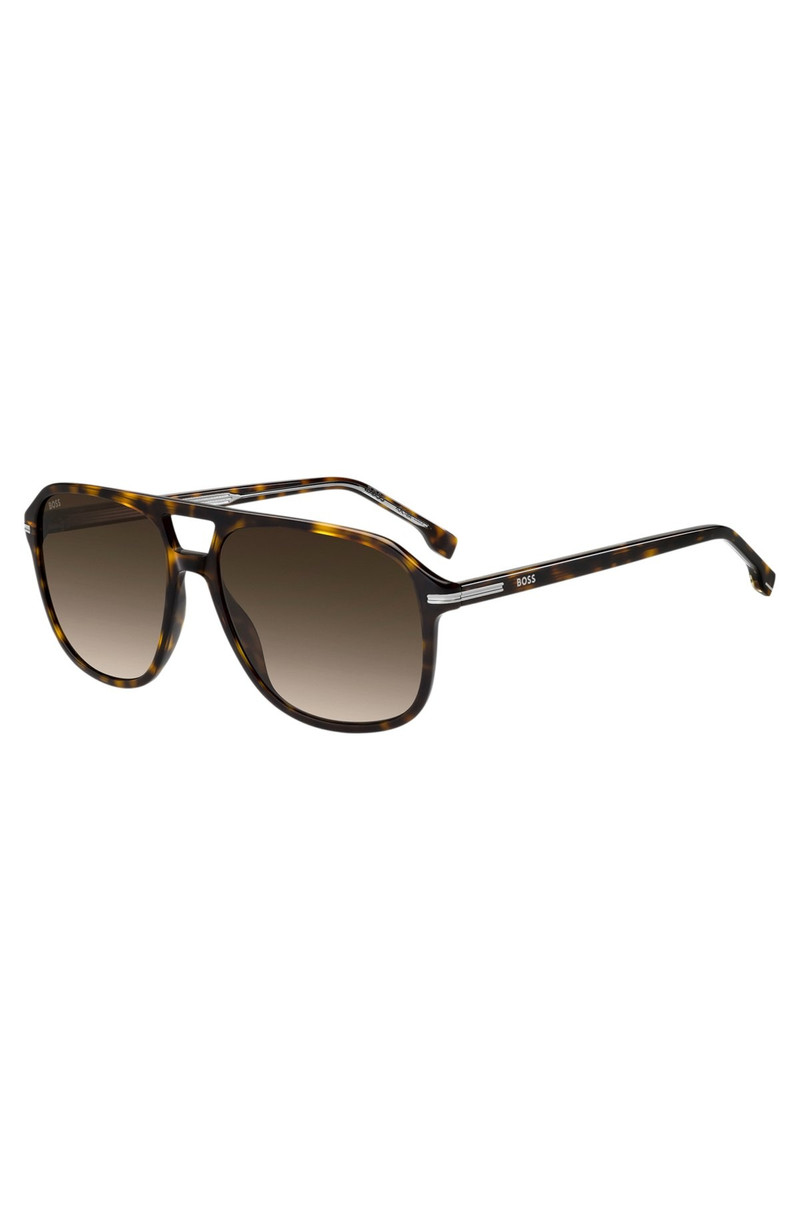 HAVANA-ACETATE SUNGLASSES WITH SILVER-TONE TRIMS 1