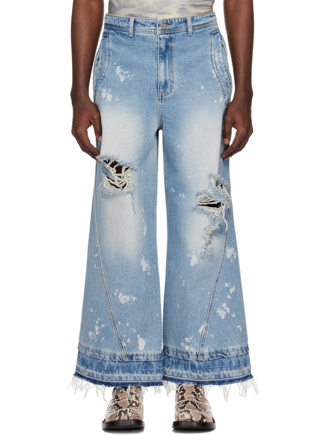 Blue Distressed Jeans - 1