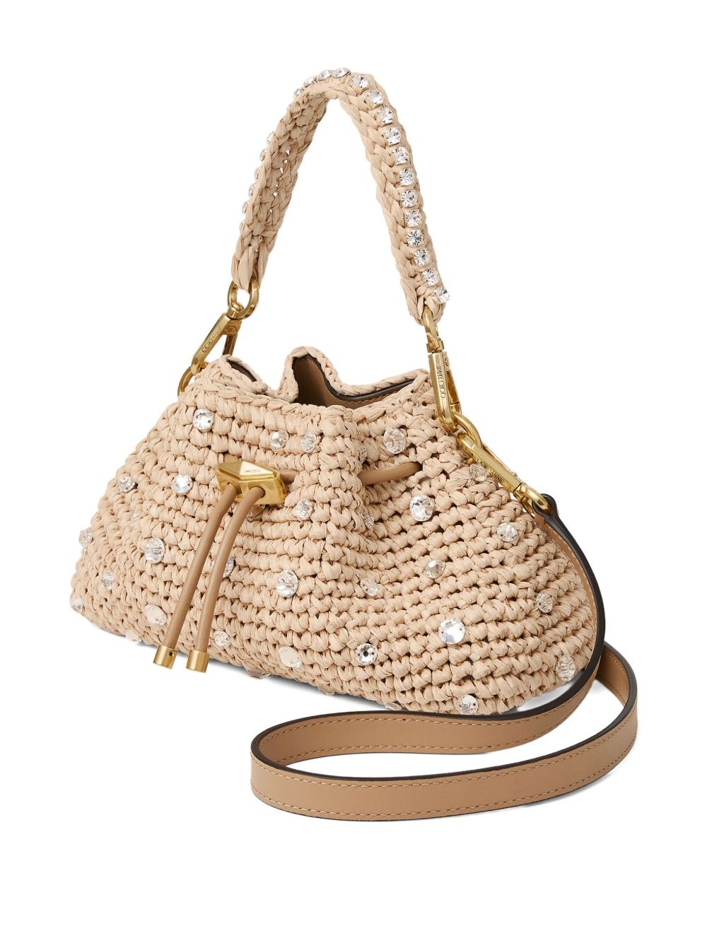Cinch S raffia shoulder bag - 4