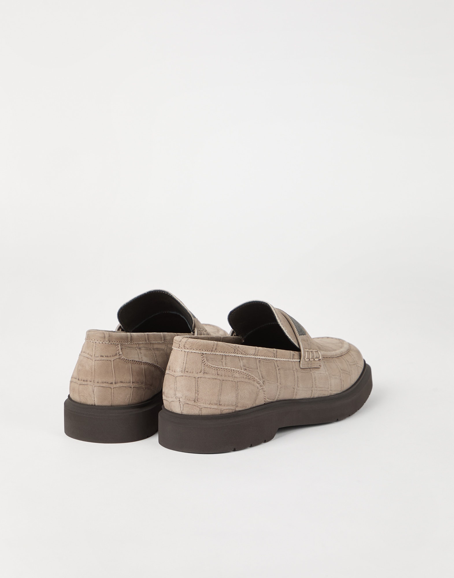 Croc print nubuck penny loafers with precious detail - 2