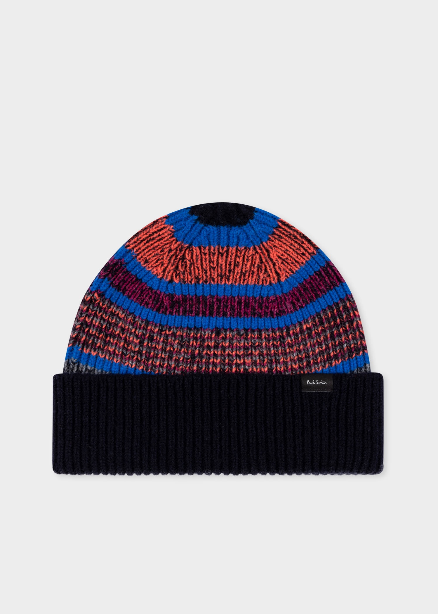 Block Stripe Lambswool Beanie Hat - 1