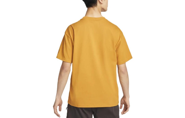 Men's Nike Logo Printing Round Neck Pullover Short Sleeve Yellow T-Shirt DR7756-727 - 2