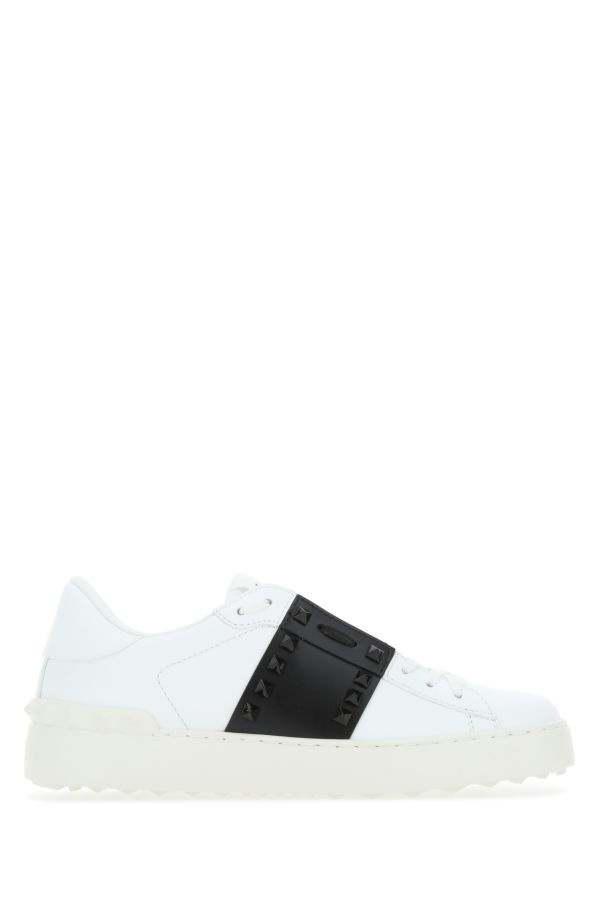 White leather Rockstud Untitled sneakers with black band - 1