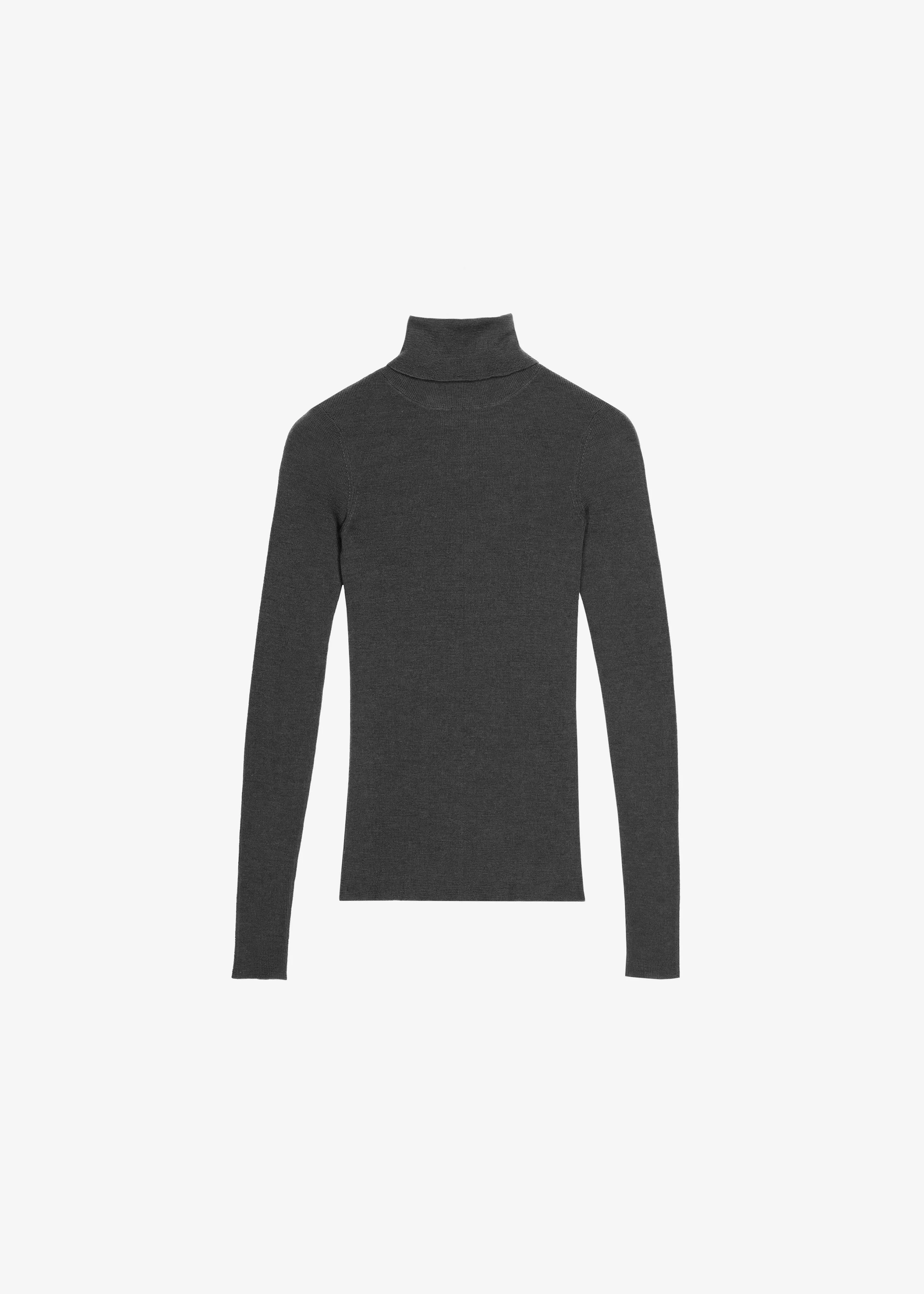 Utica Thin Turtleneck Sweater - Dark Grey Melange - 1