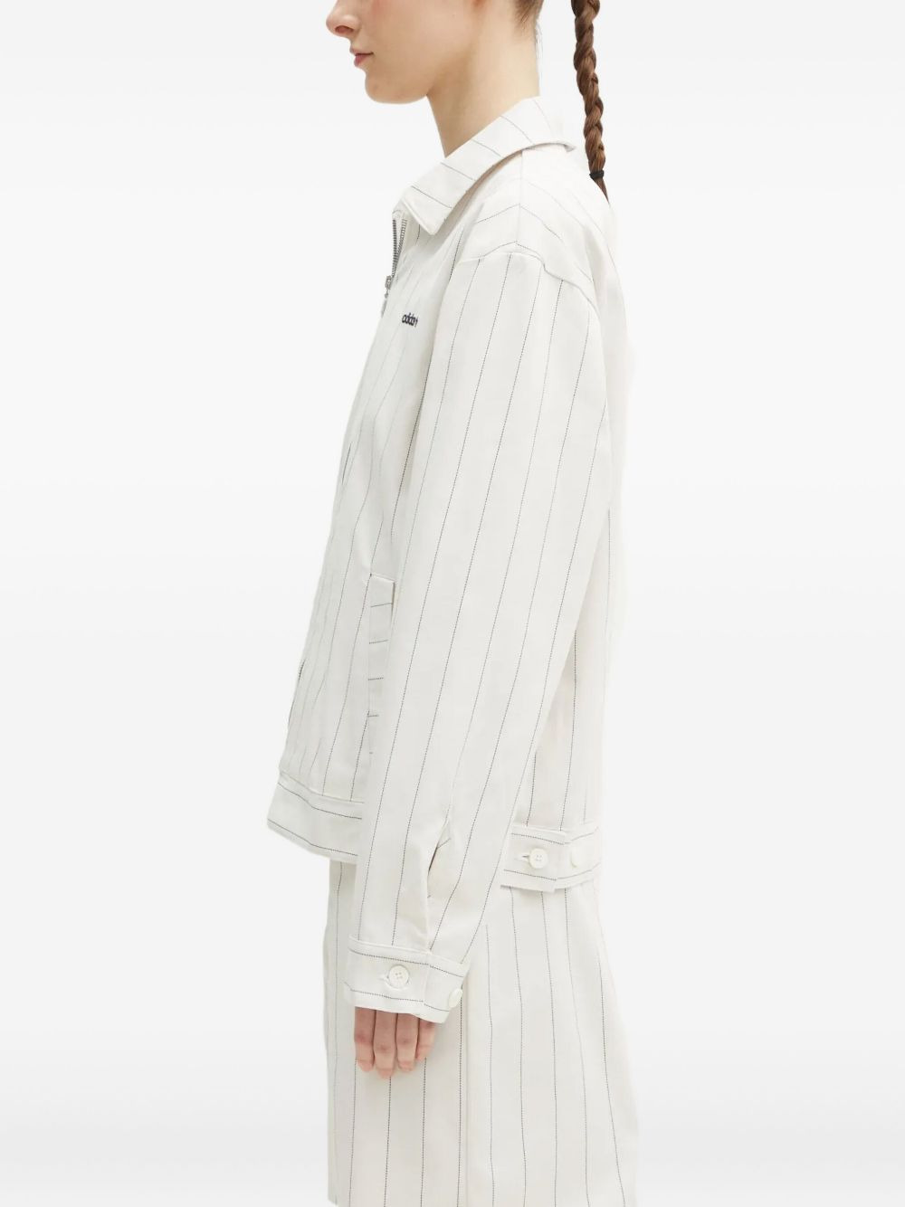 pinstripe zip-up jacket - 2