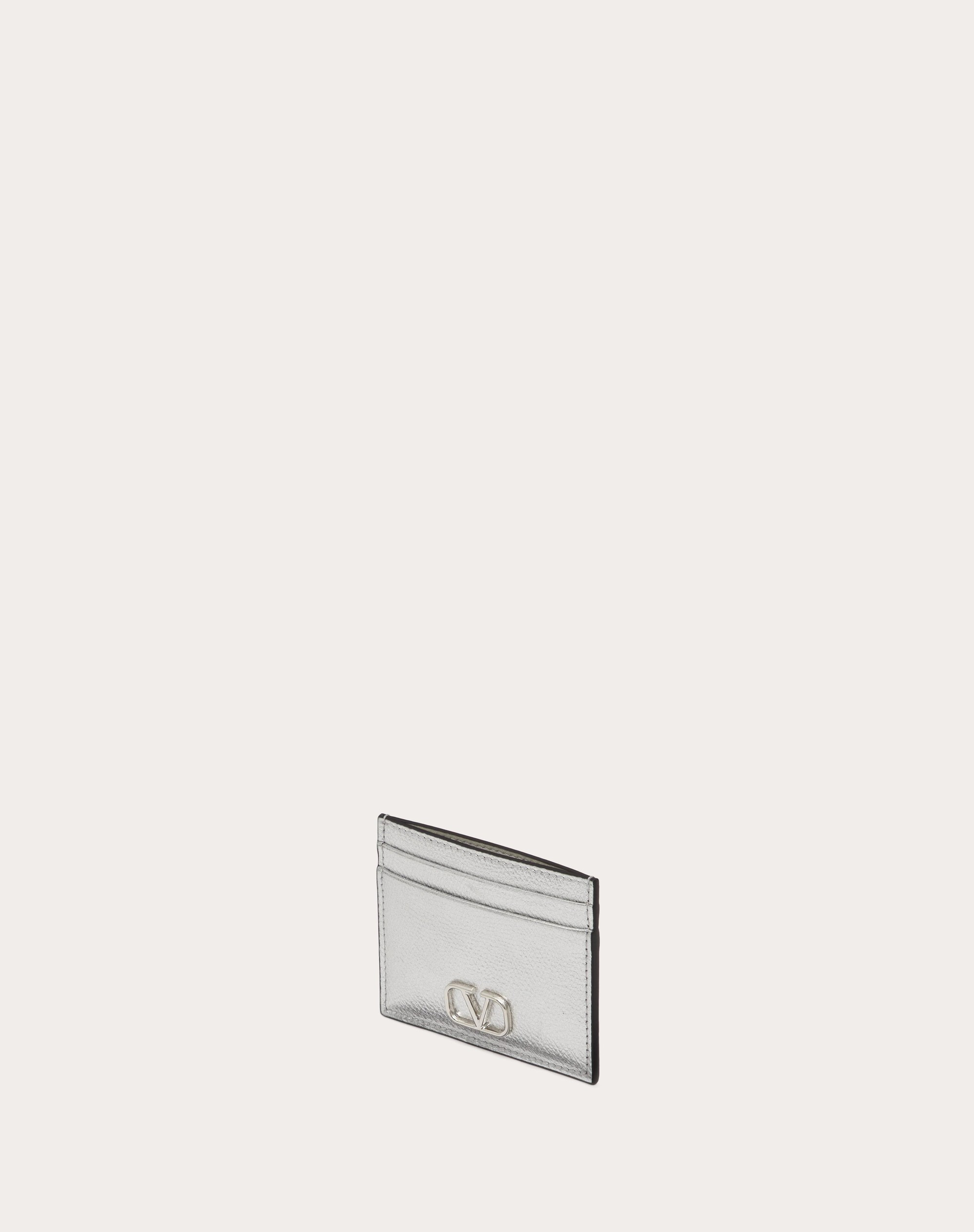 VLOGO SIGNATURE METALLIC GRAINY CALFSKIN CARDHOLDER - 4