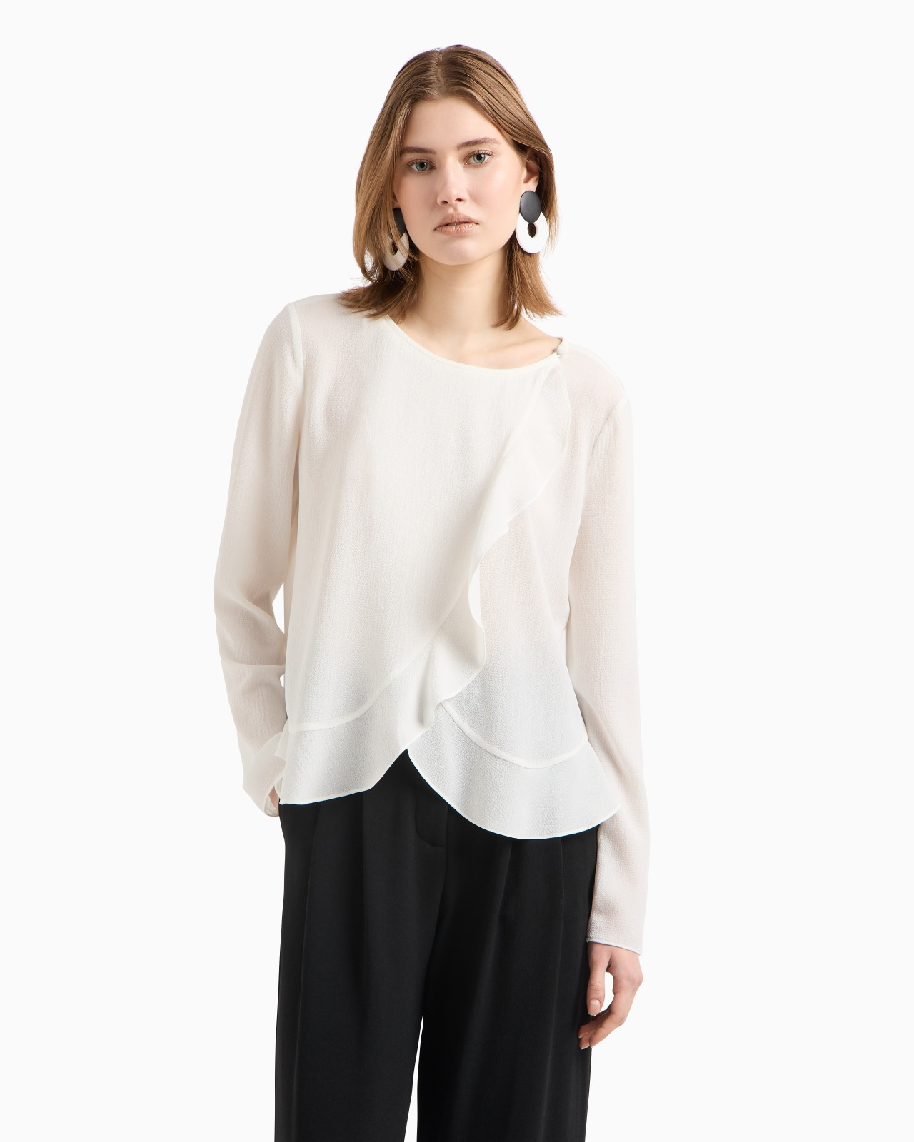 FLUID CRÊPE SHIRT JACKET WITH RUFFLE - 4