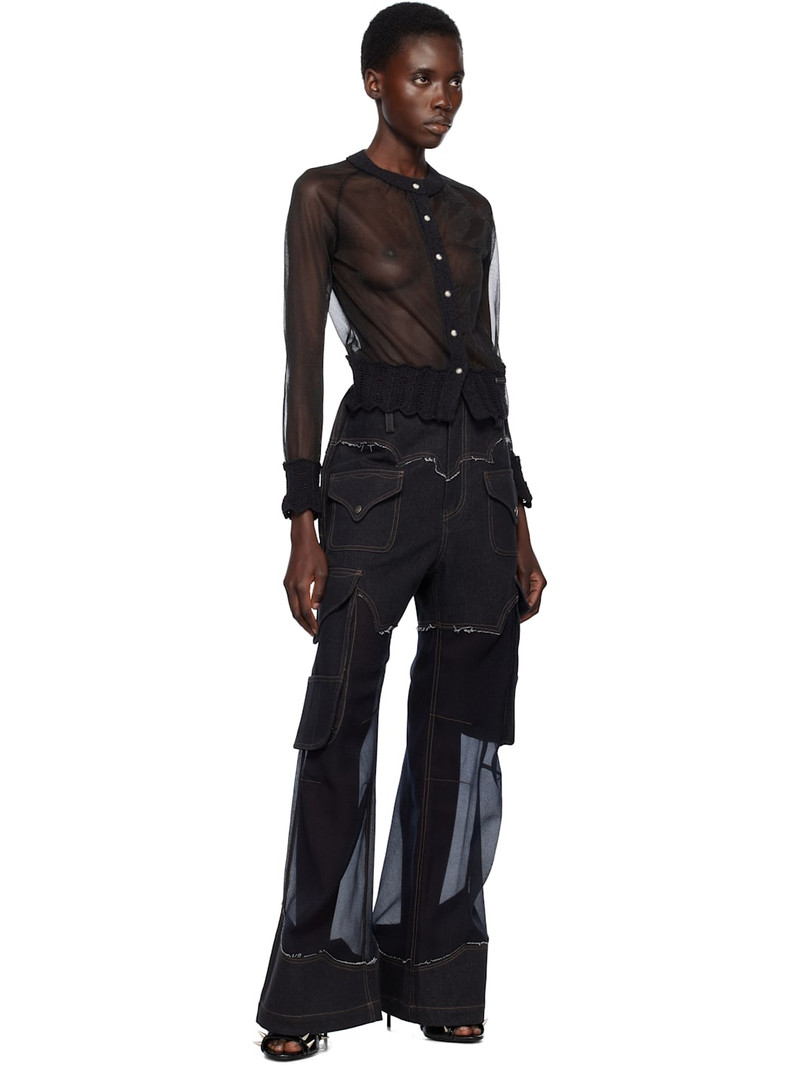 Andersson Bell Black Sheer Knit Cardigan outlook