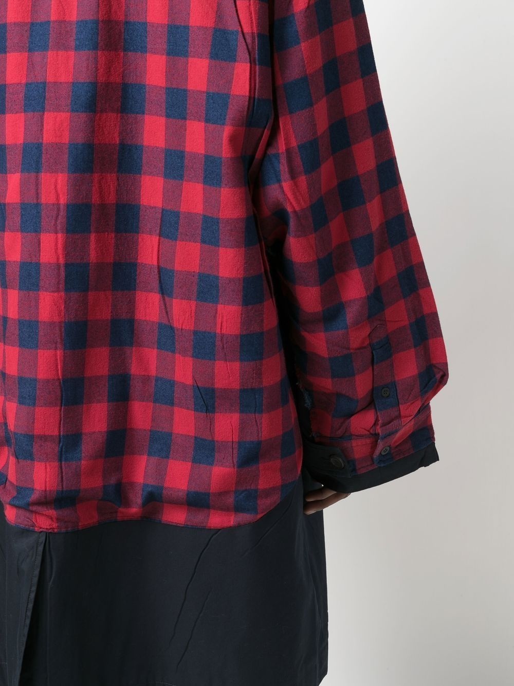 Patched check-print carcoat - 5