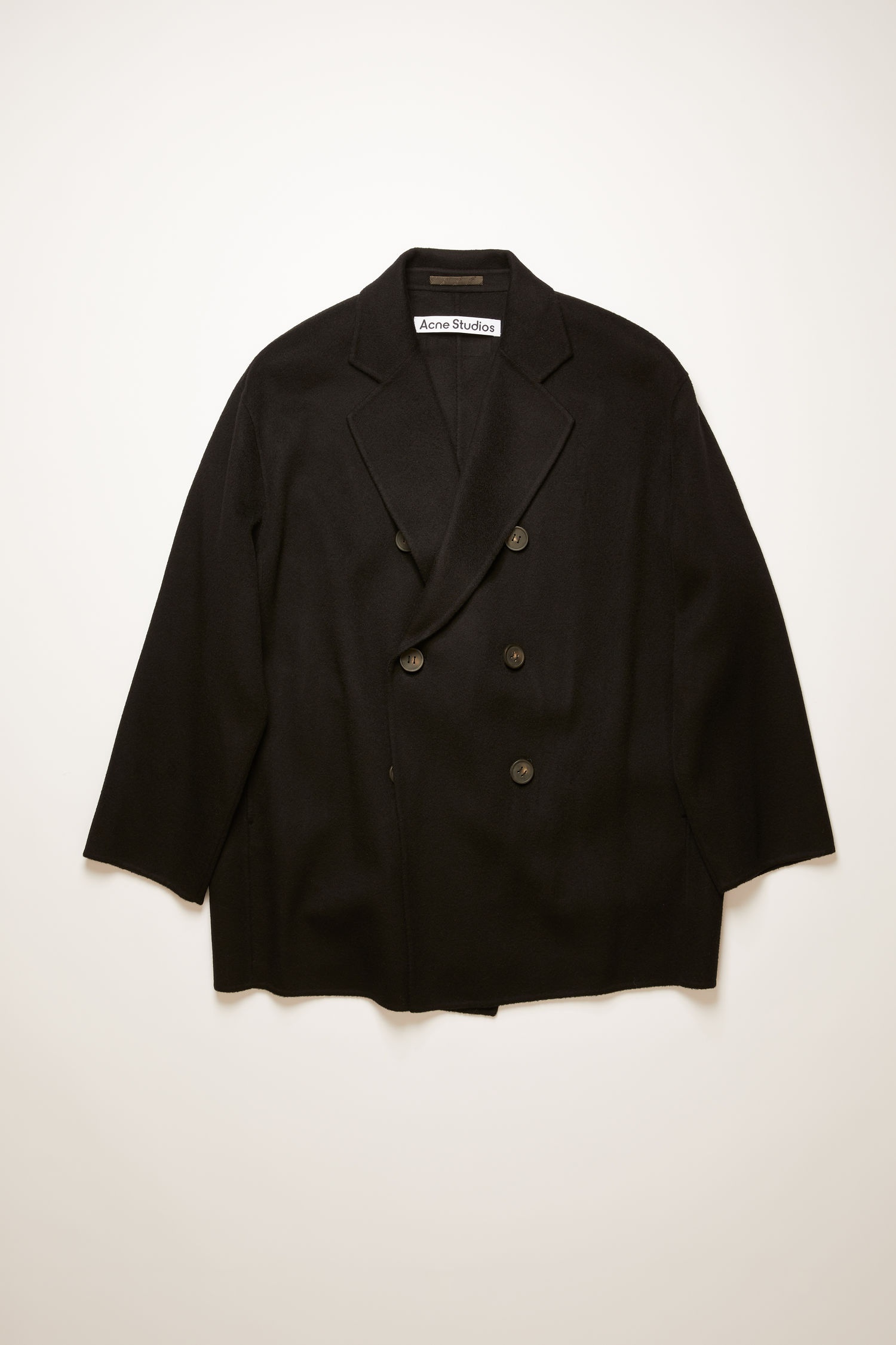 Double-breasted wool coat black - 5
