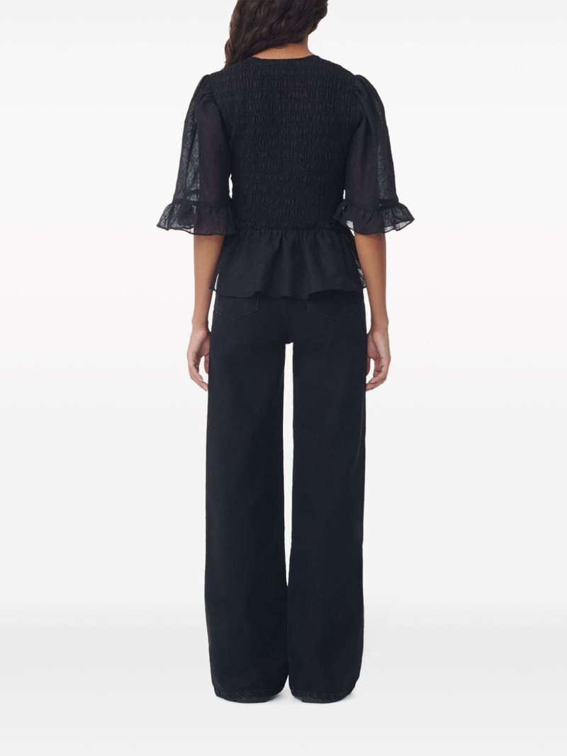 Crinkled Georgette Smock Blouse 4