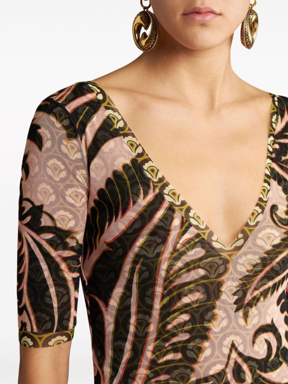 paisley-print tulle maxi dress - 3