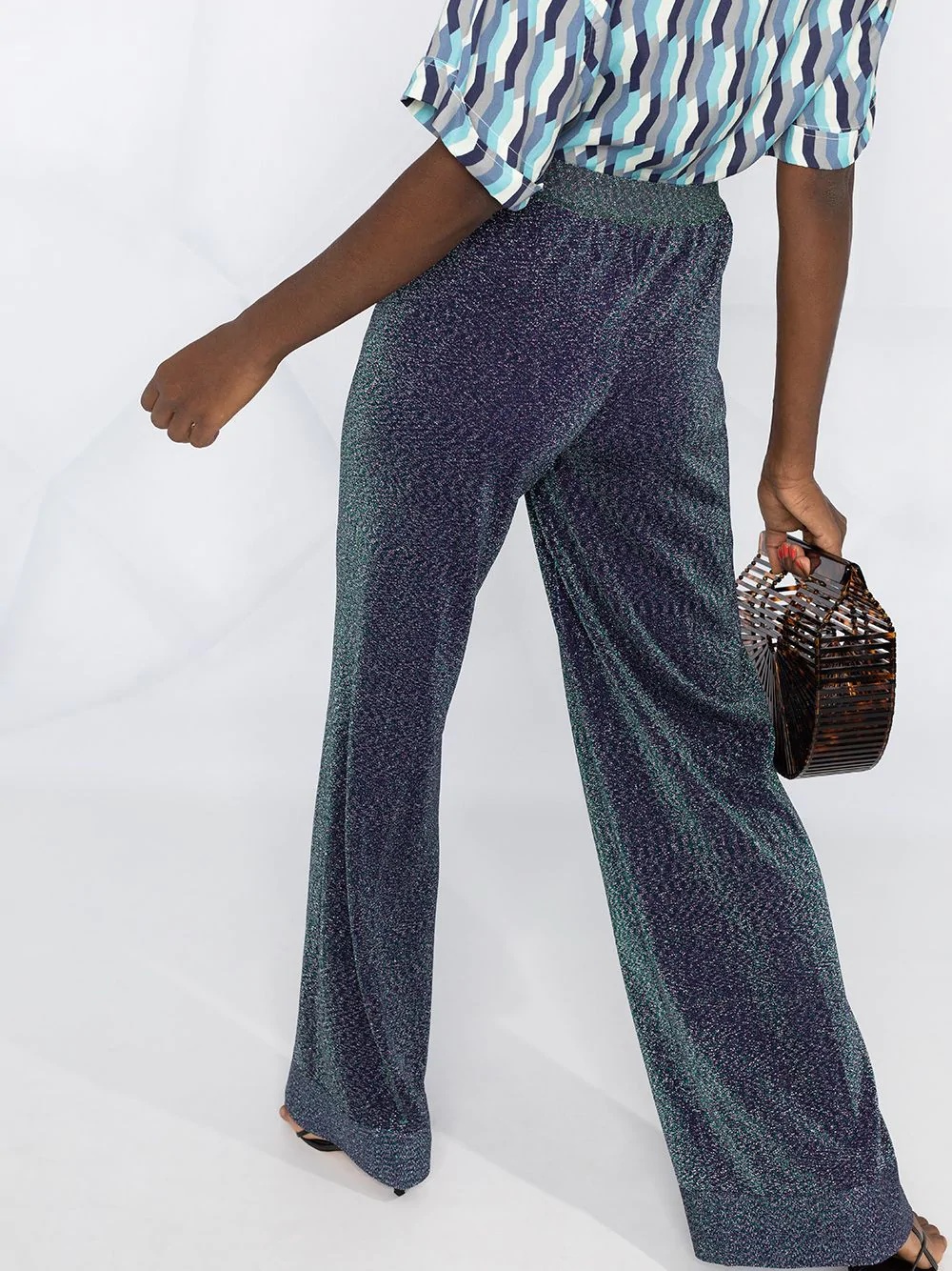 high-rise wide-leg knit trousers - 3