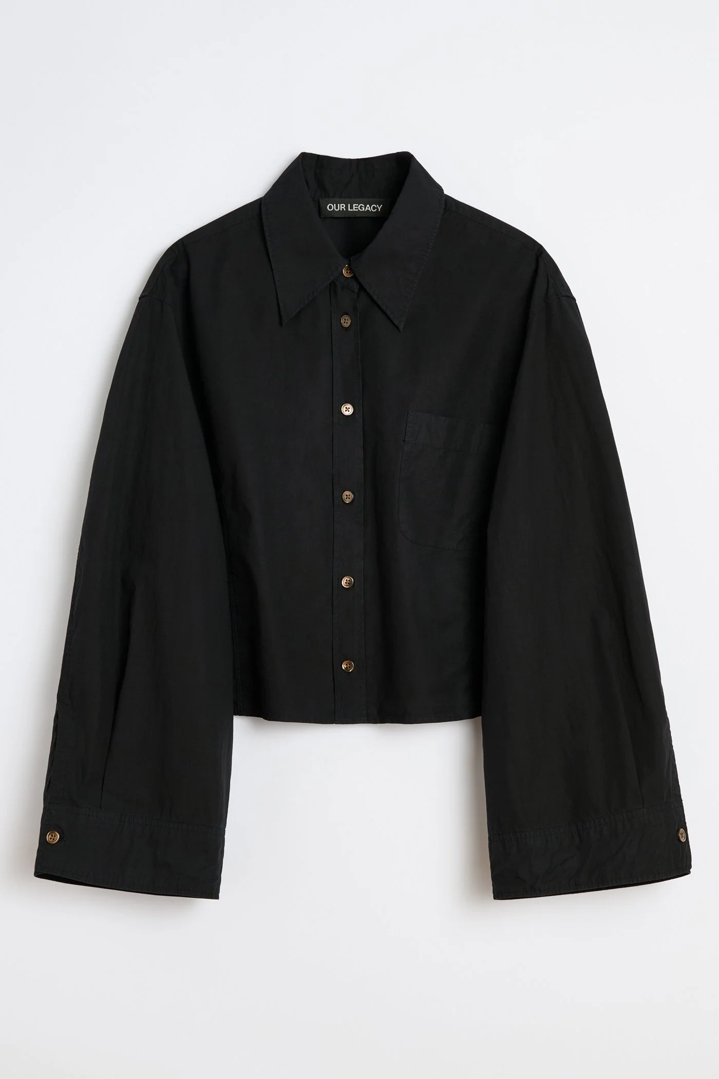 Balloon Shirt Dyed Black Dense Poplin - 1