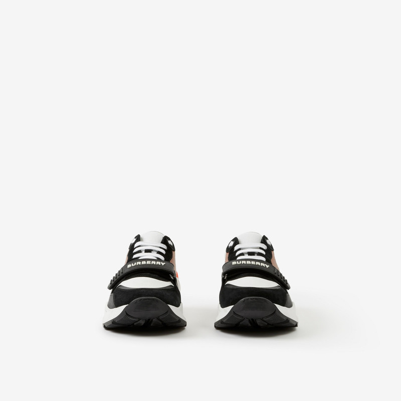 Burberry Leather, Suede and Vintage Check Sneakers outlook