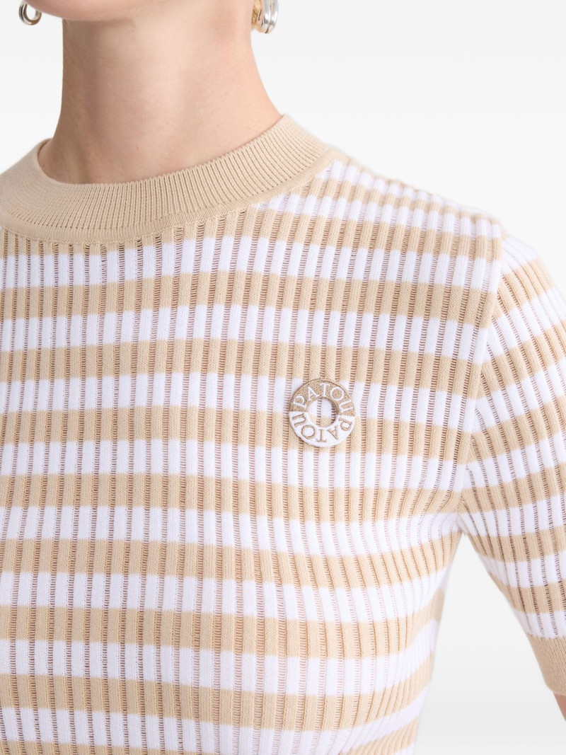 striped-pattern ribbed top 4