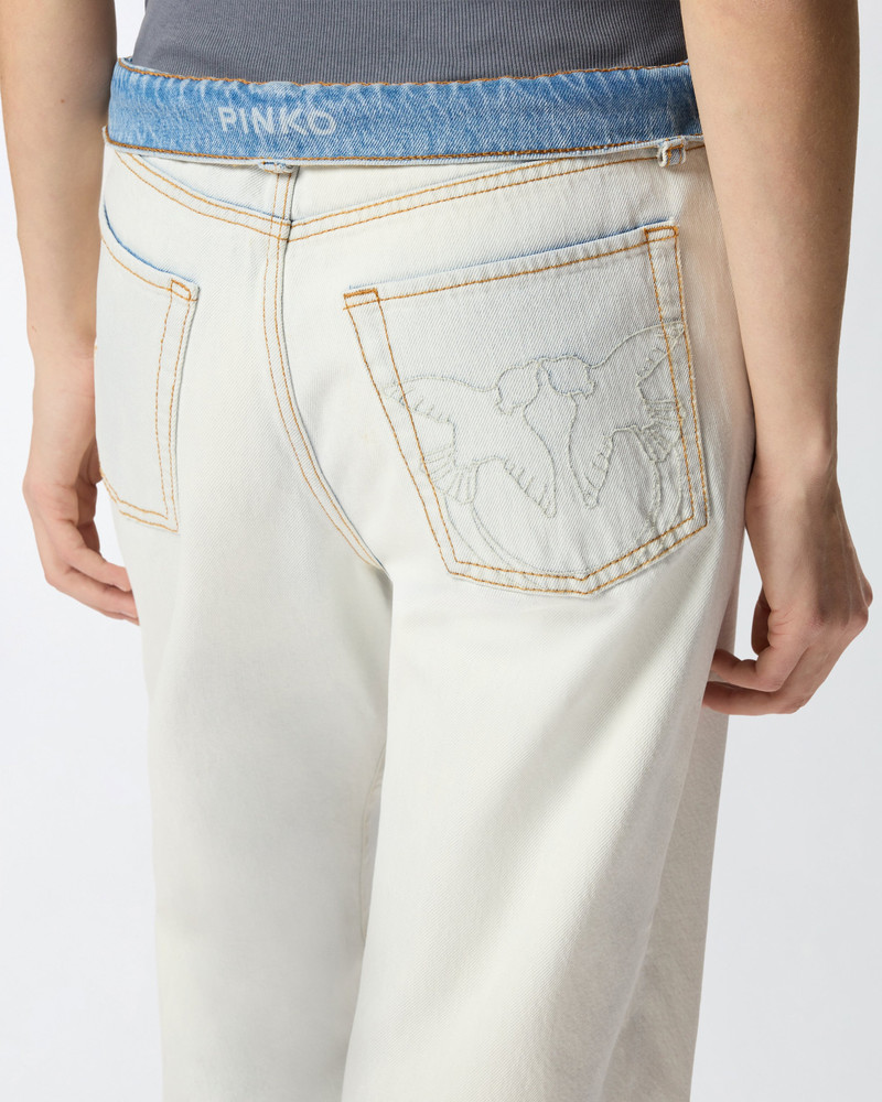 JEANS WITH CONTRASTING FOLD-DOWN WAIST 6