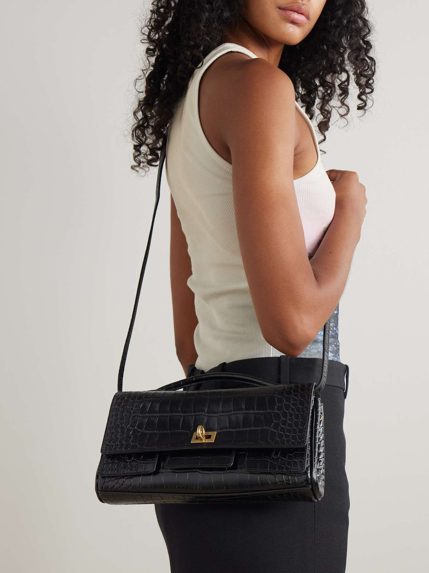 Bel Air small croc-effect leather clutch Black - 6