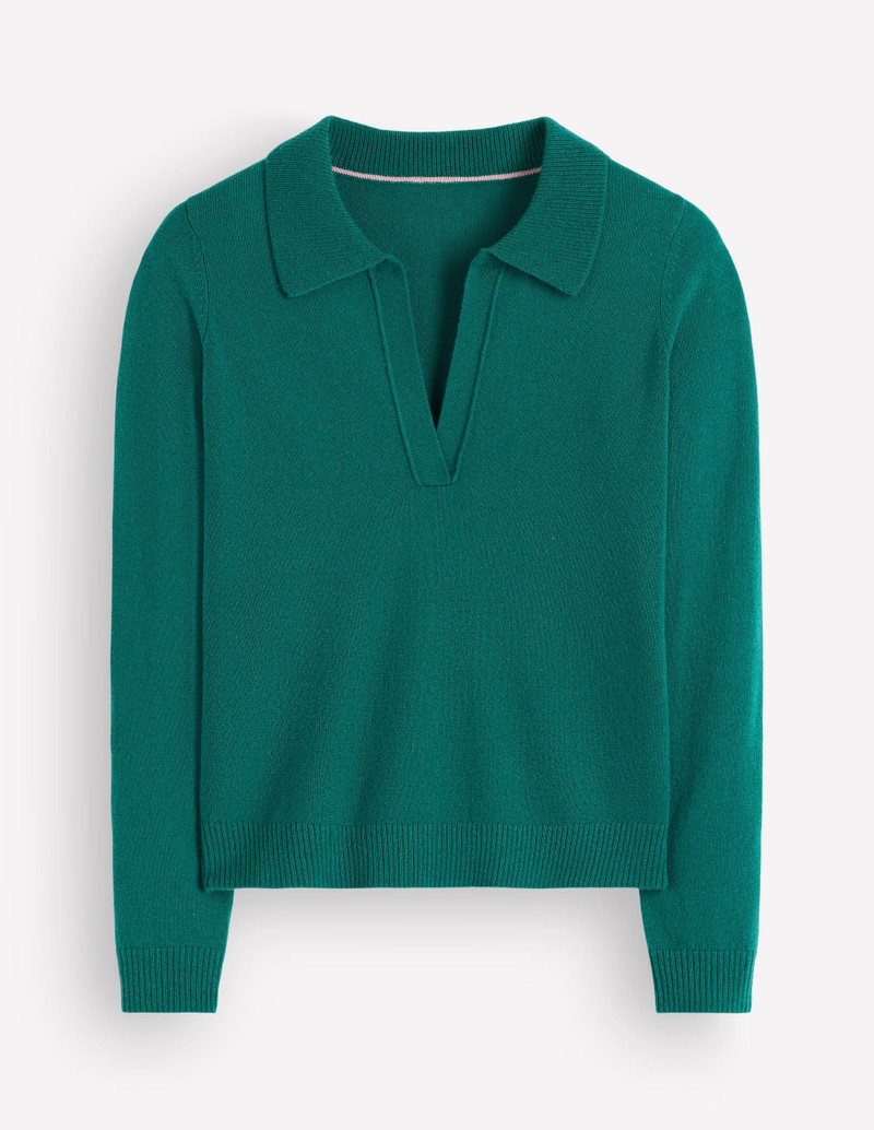 Elsie Cashmere Henley Sweater-Deep Sea Depths - 1