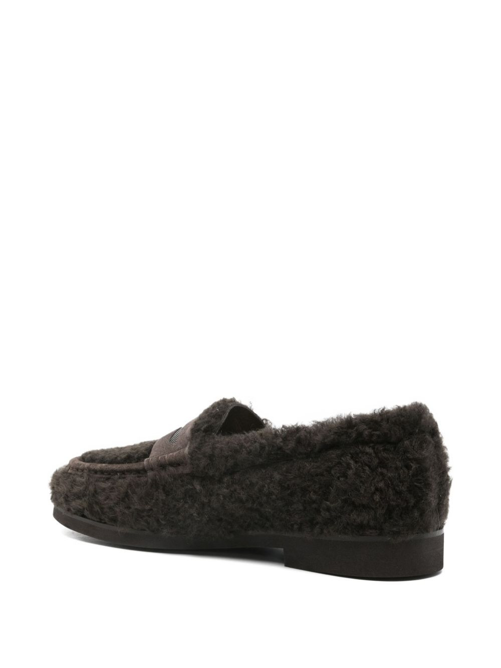 shearling penny loafers - 3