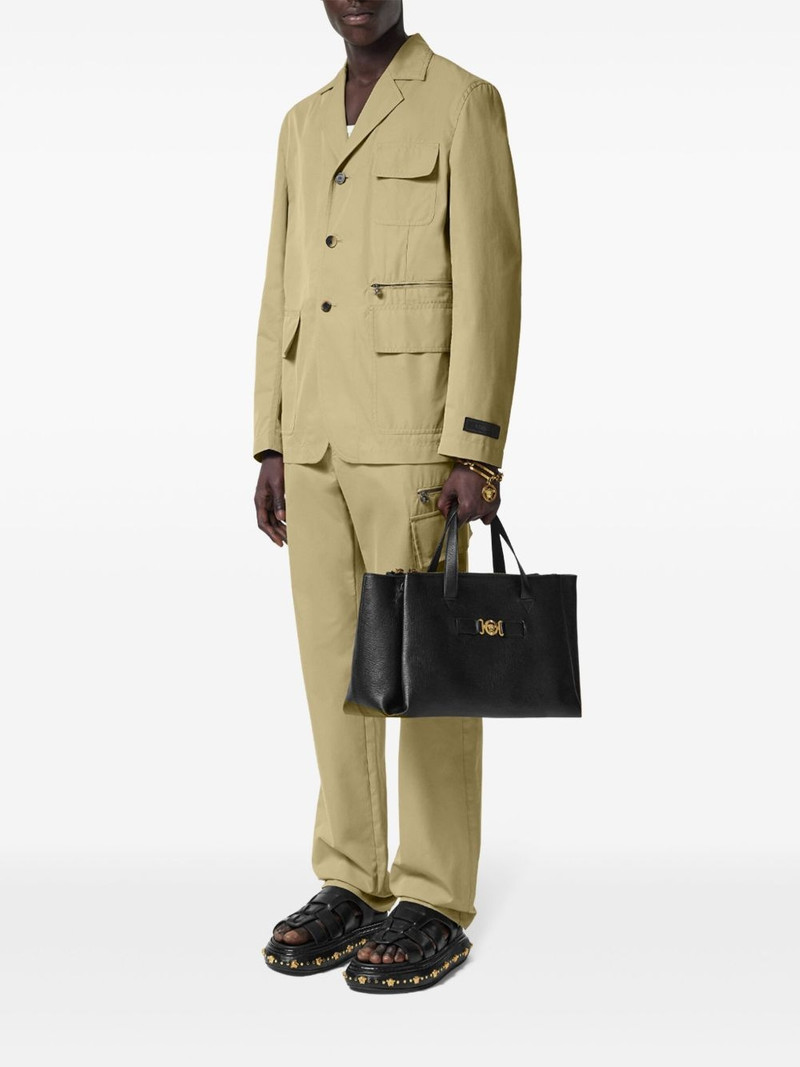 VERSACE flap-pocket cotton blazer outlook