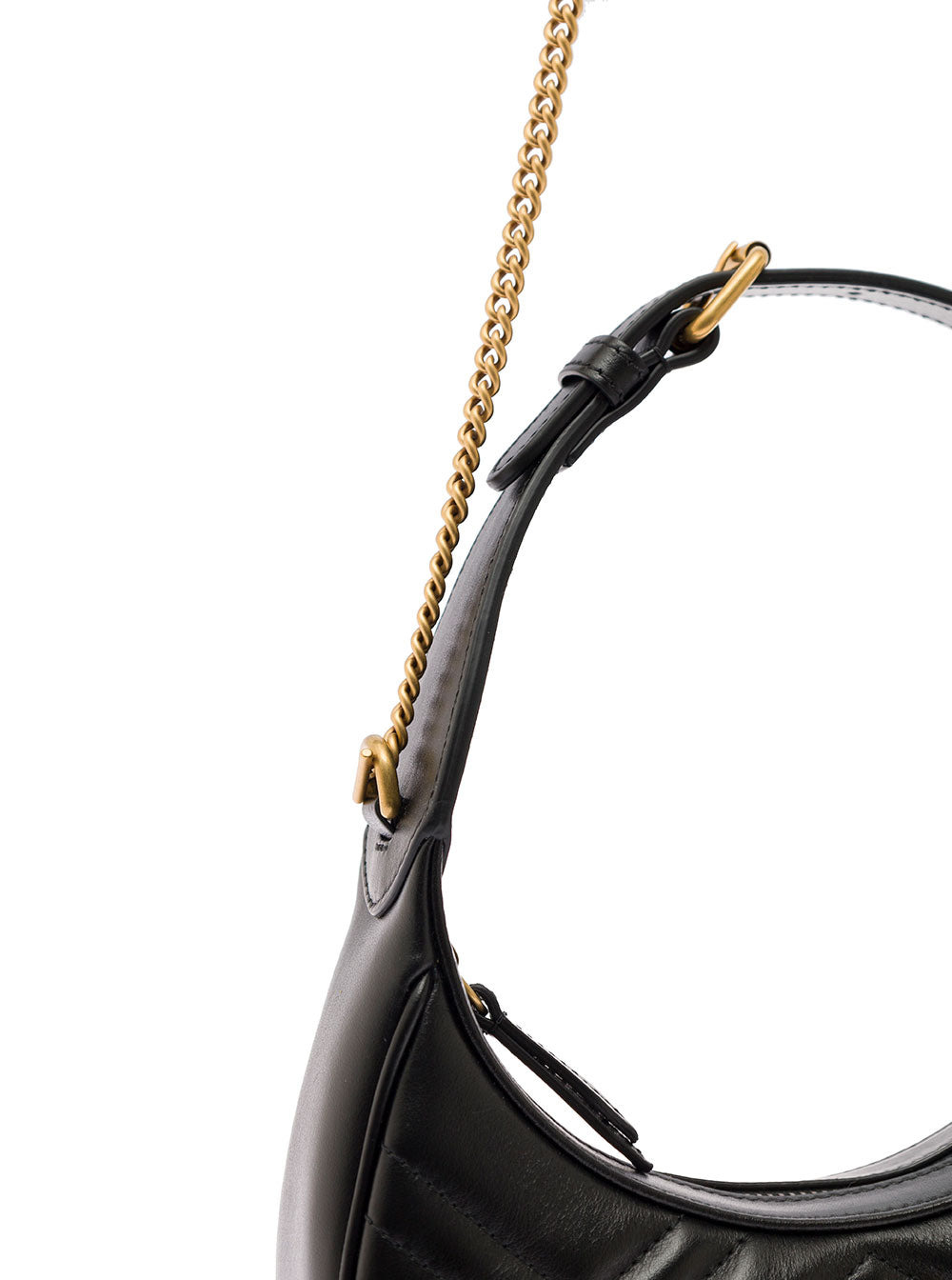 Gucci Women 'Gg Marmon'  Black Shoulder Bag In Chevron Leather Woman - 3
