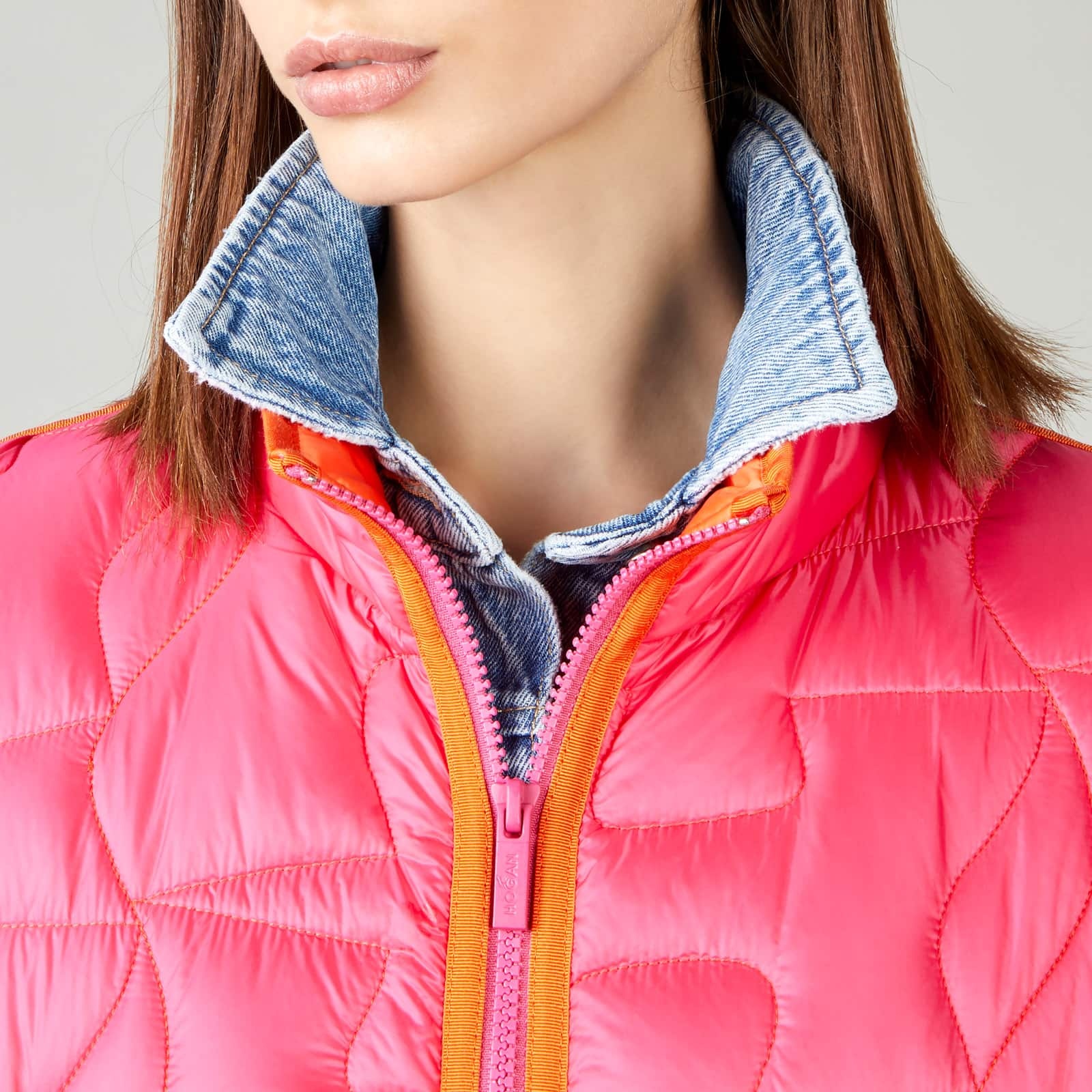 Quilted Bomber Jacket Red Orange - 8