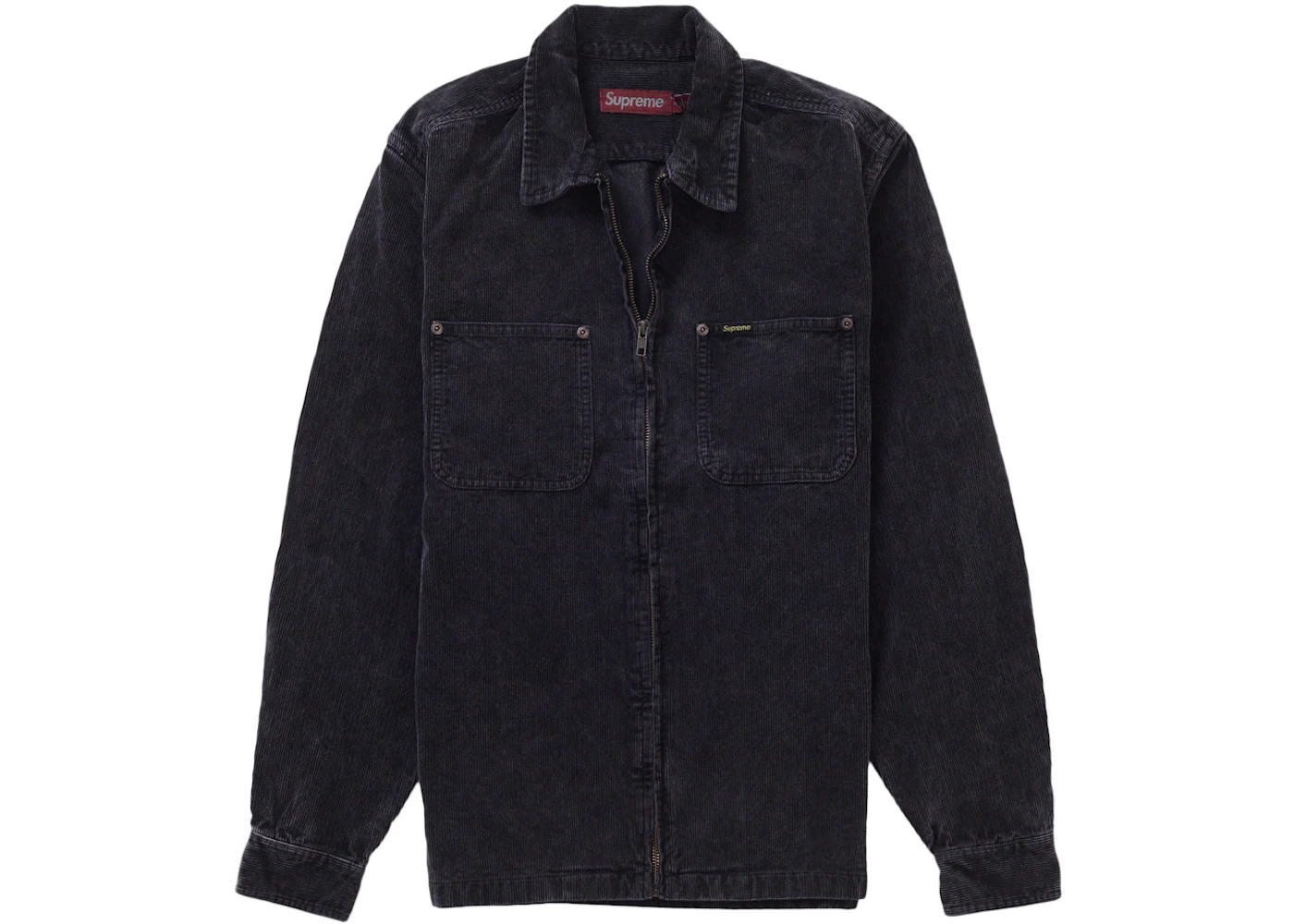 Supreme Washed Corduroy Zip Up Shirt Black - 2