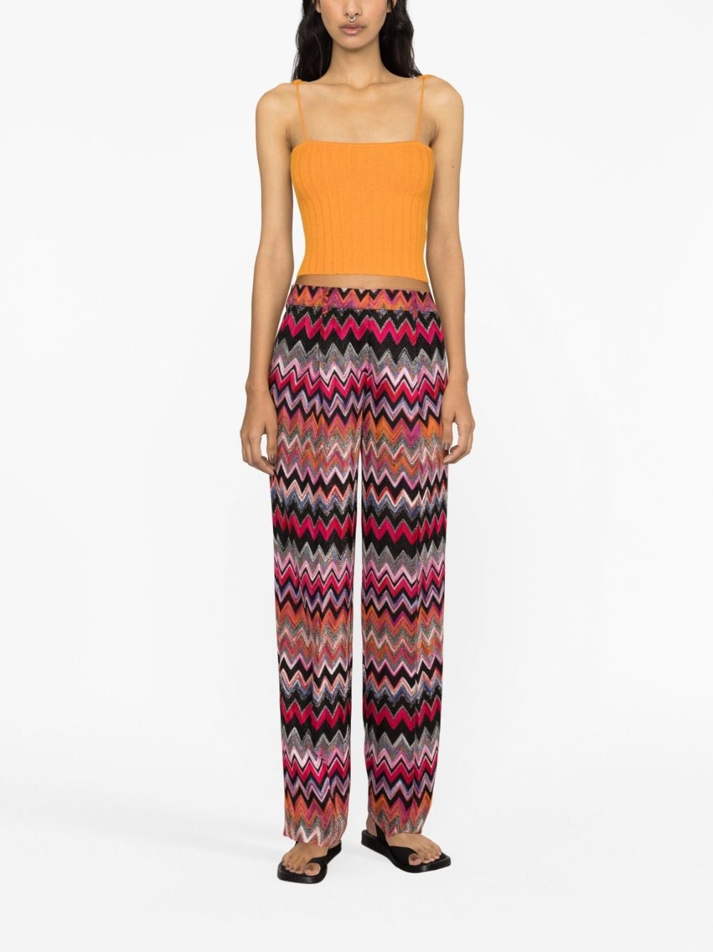 zigzag woven straight-leg trousers - 2