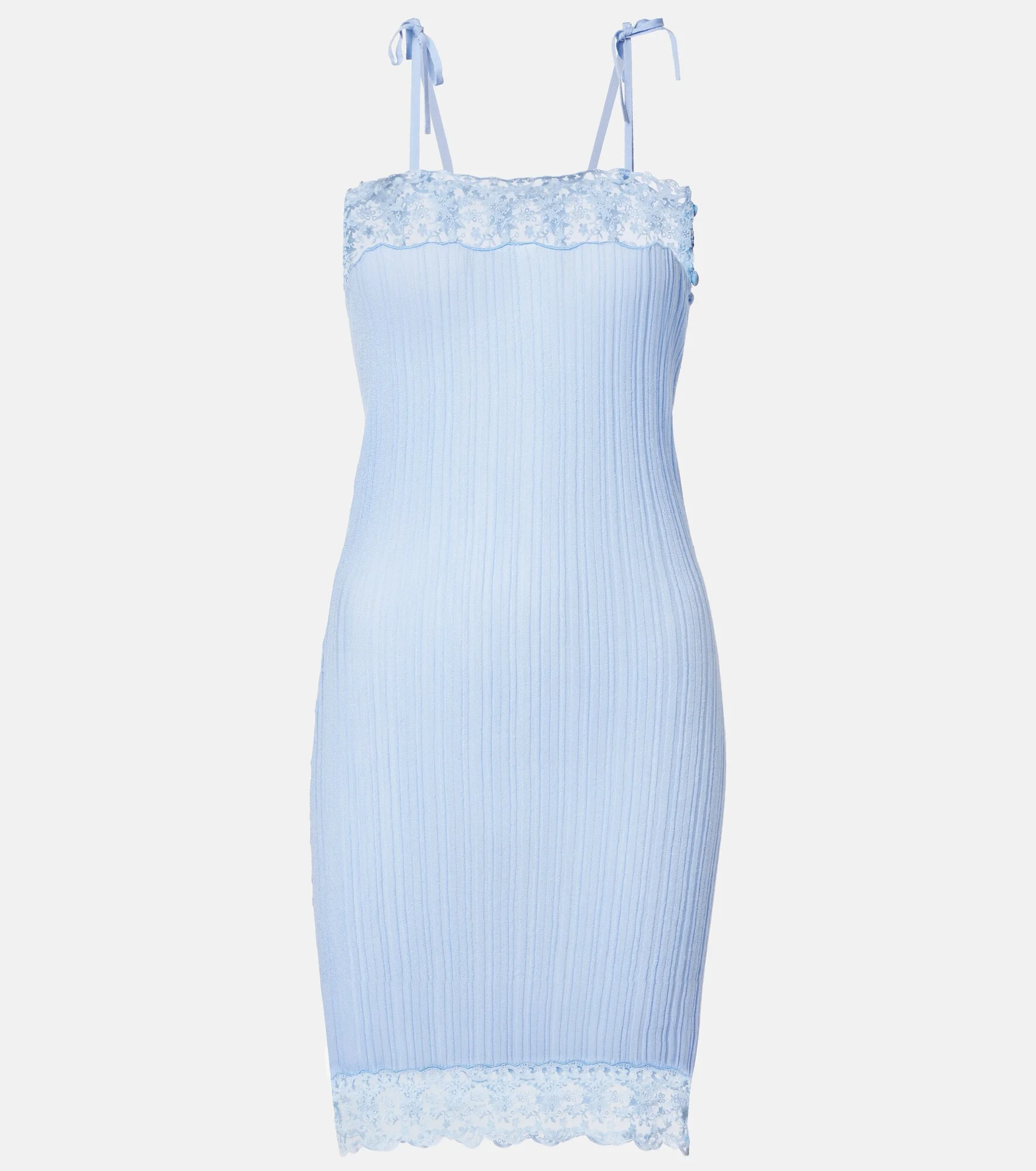 Lace-trimmed wool slip dress - 1