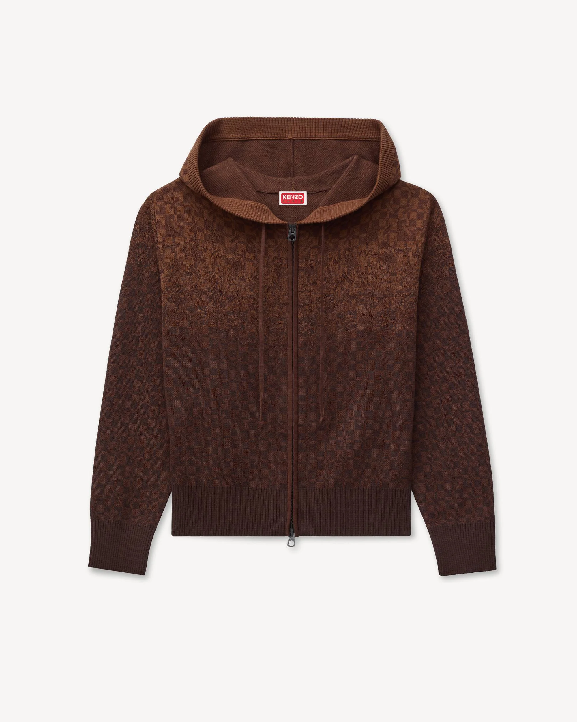 'Kenzogram' knitted zip-up cardigan in cotton - 1