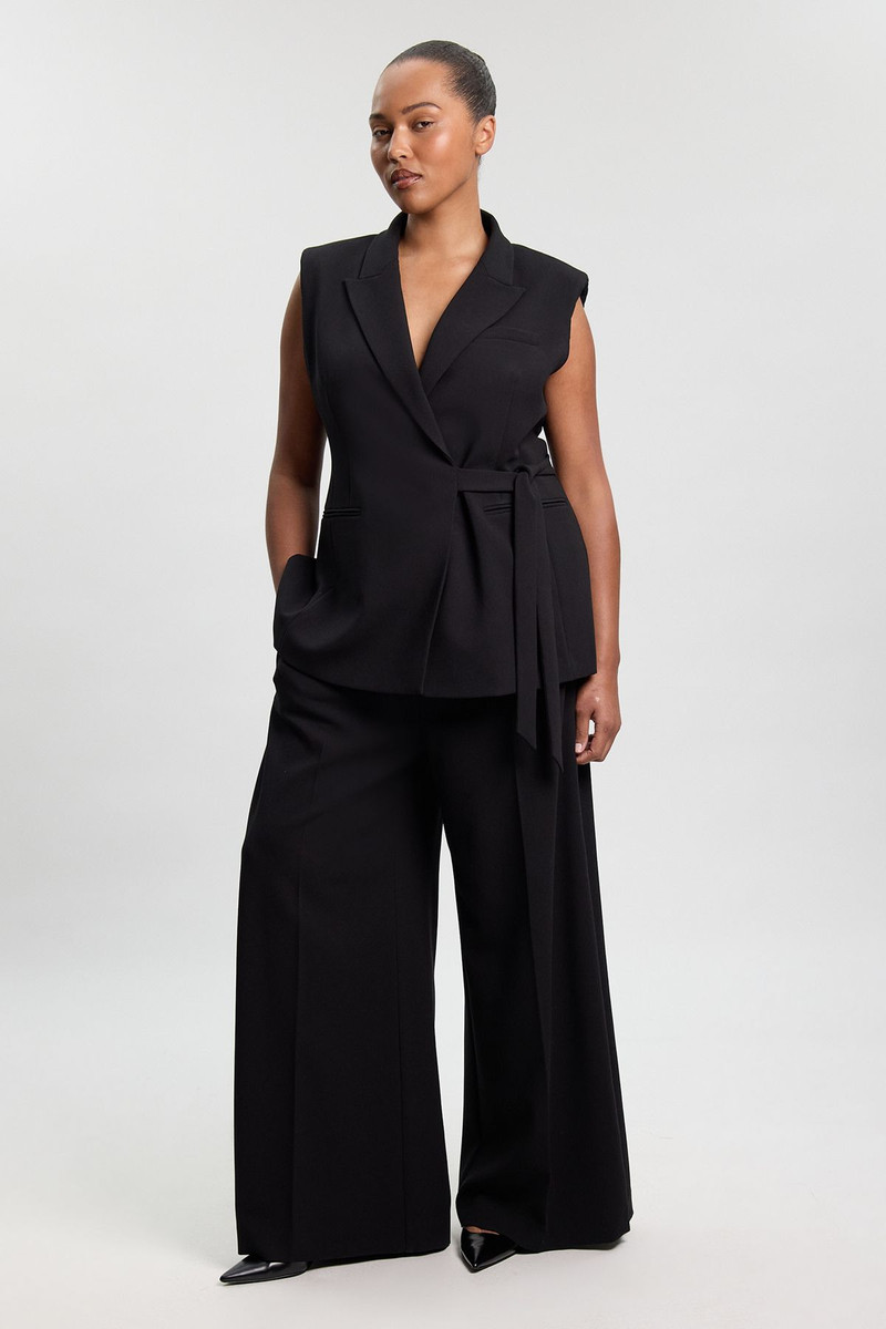 Plus Size Compact Stretch Tailored Tie Front Waistcoat 3