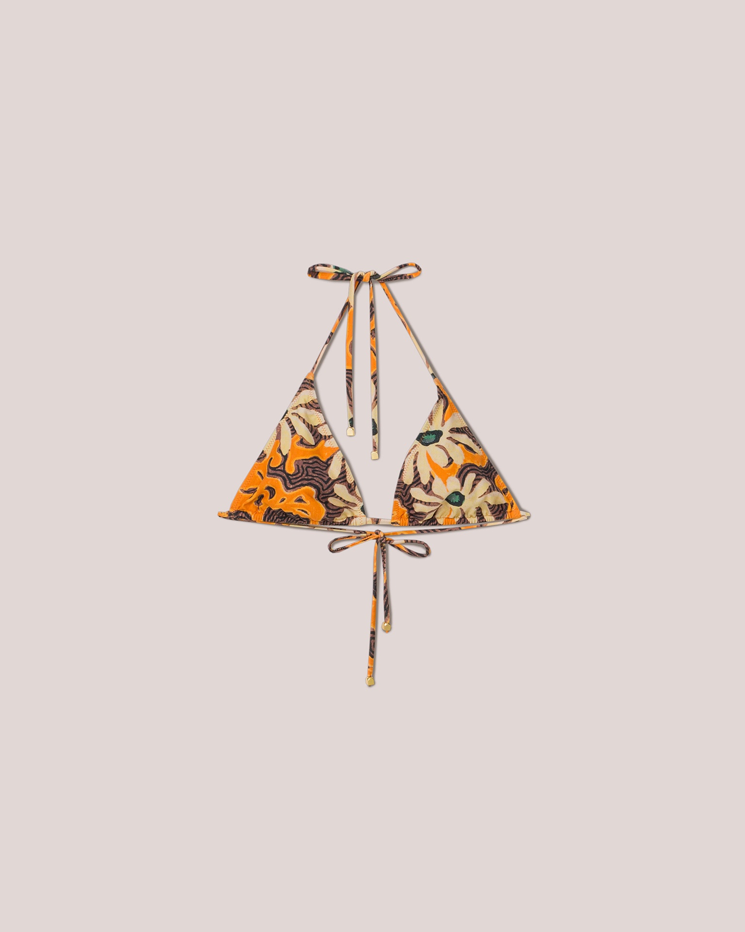 CAIA - Matte Stretch floran bikini top - Orange - 1