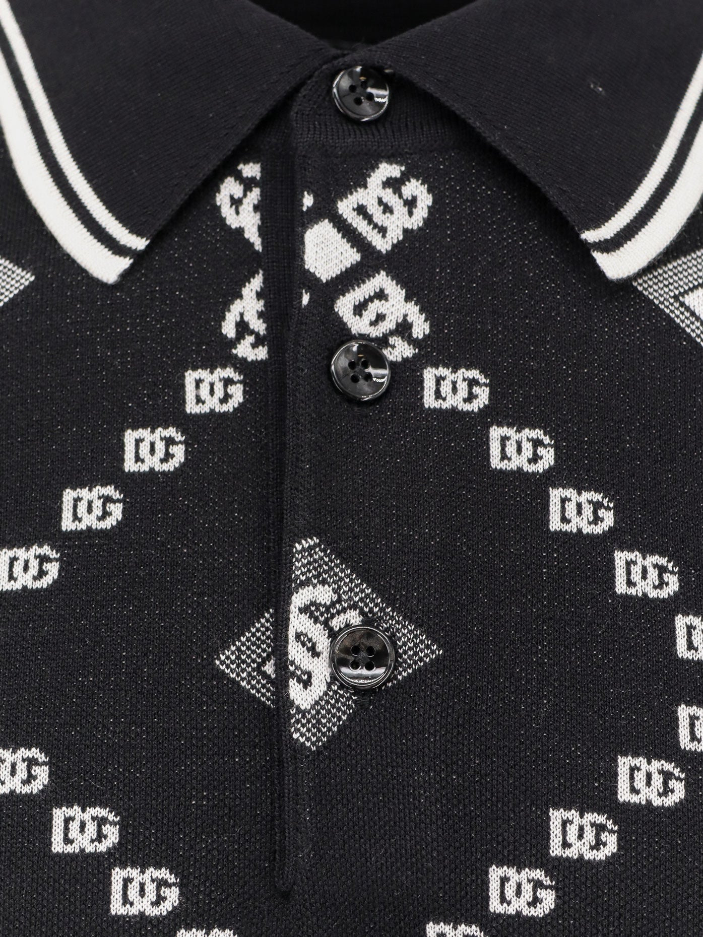 Dolce & Gabbana Wool And Silk Polo Shirt With Logo Monogram - 3