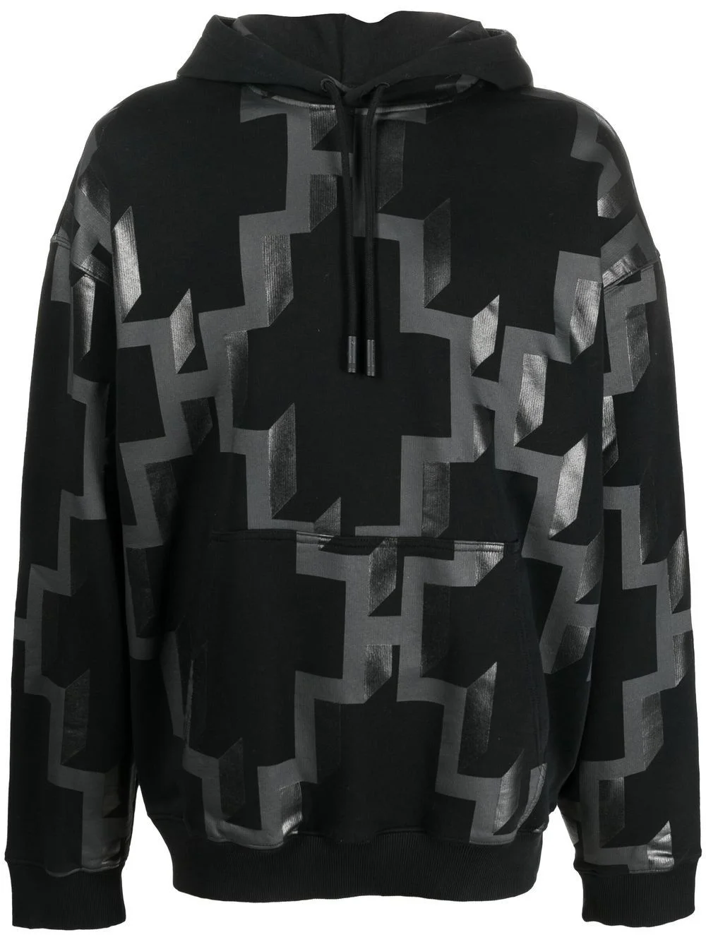geometric-print cotton hoodie - 1