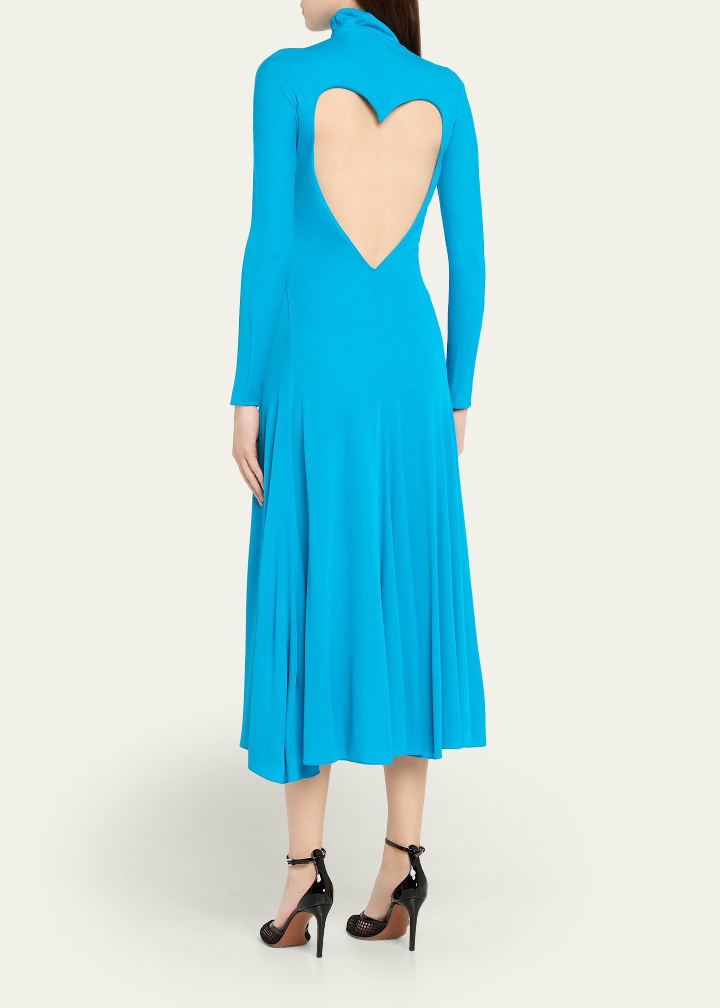 Heart Cutout Turtleneck Long-Sleeve Maxi Dress - 3