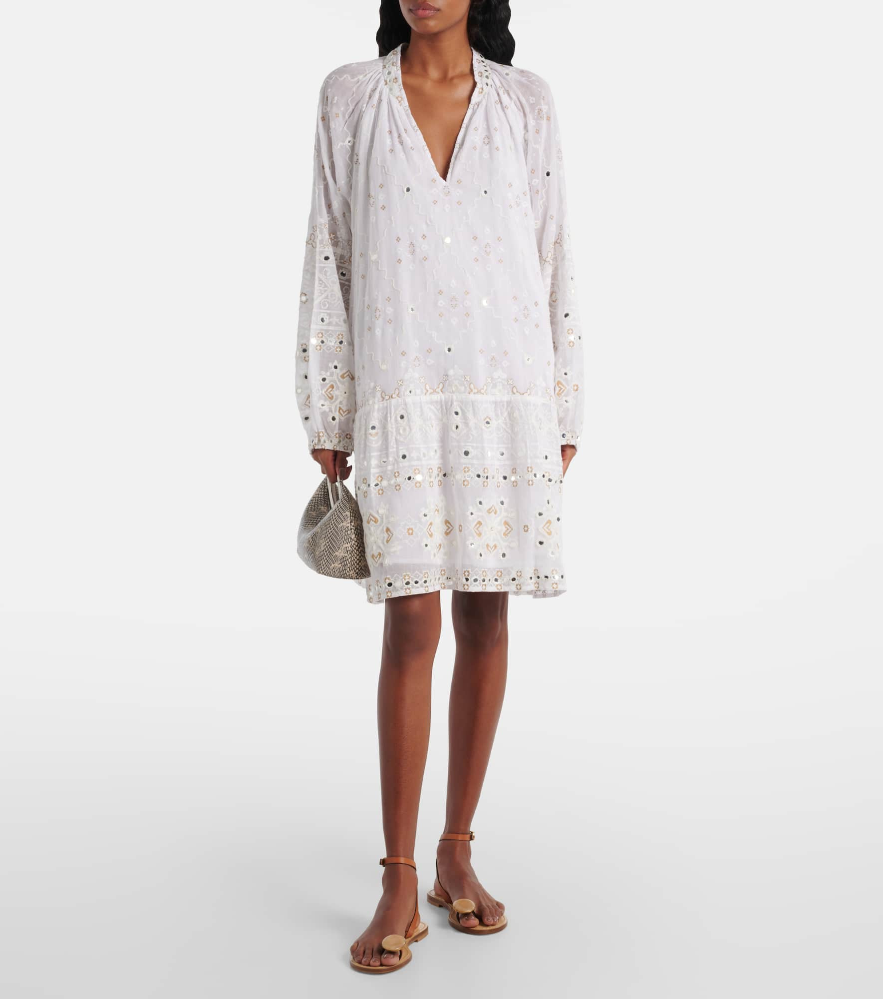 Embroidered cotton minidress - 2