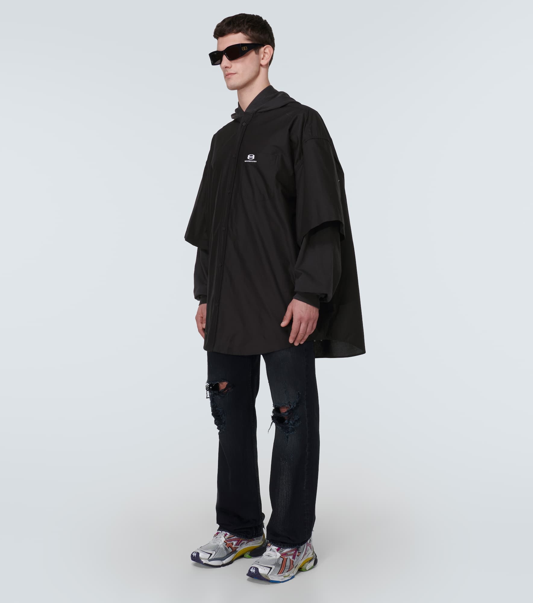 Patched cotton poplin and fleece jacket - 2