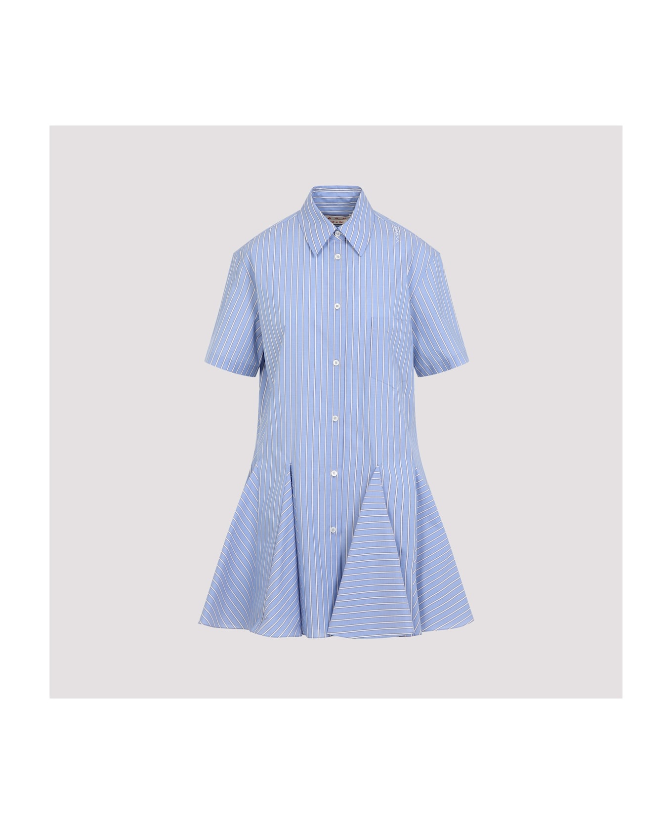 Light Blue Cotton Mini Dress - 3