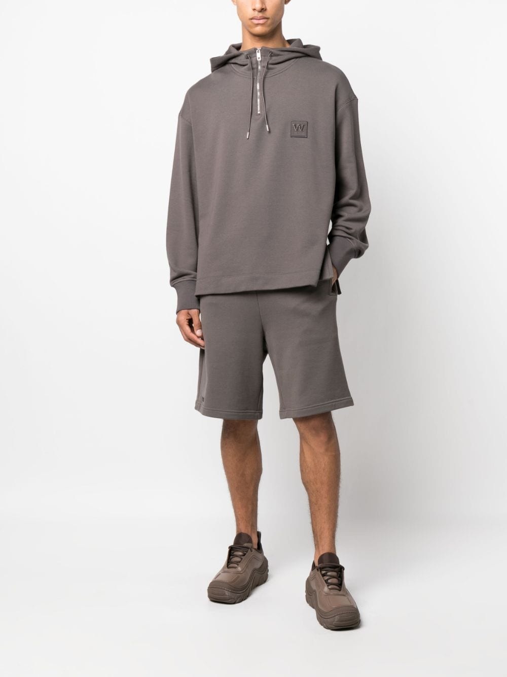 drawstring cotton track shorts - 2