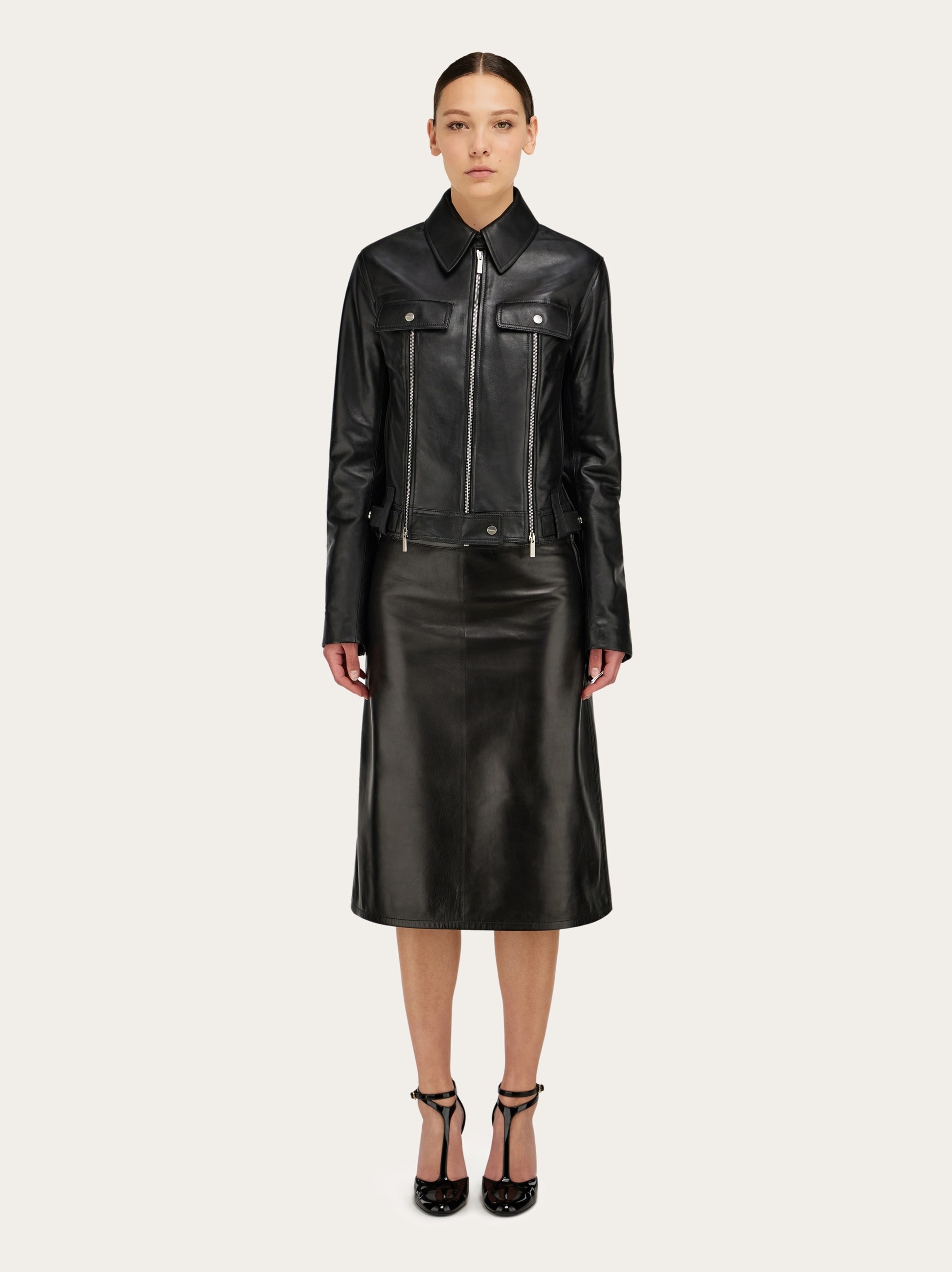 Biker jacket with vertical zip detail - 7