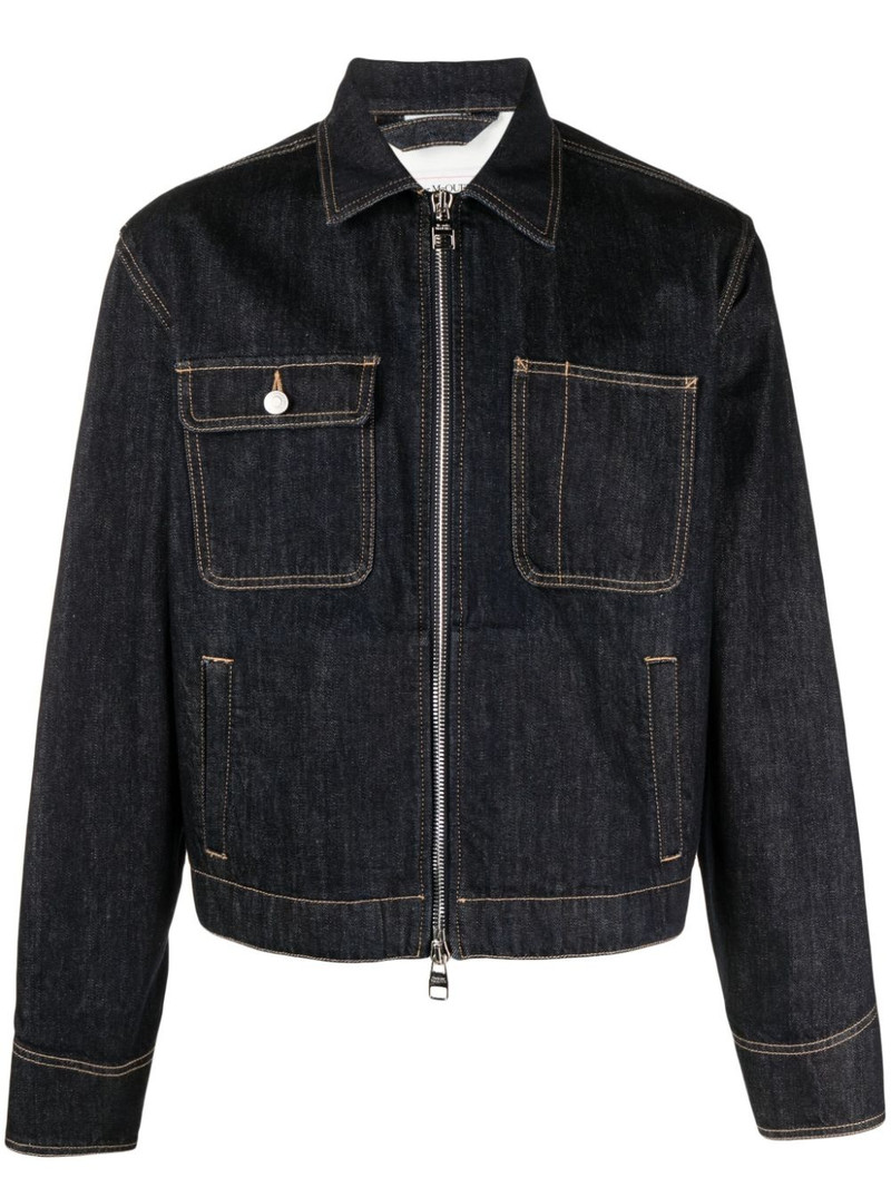 Alexander McQueen Men's Zip-up Denim Jacket in Indigo outlook