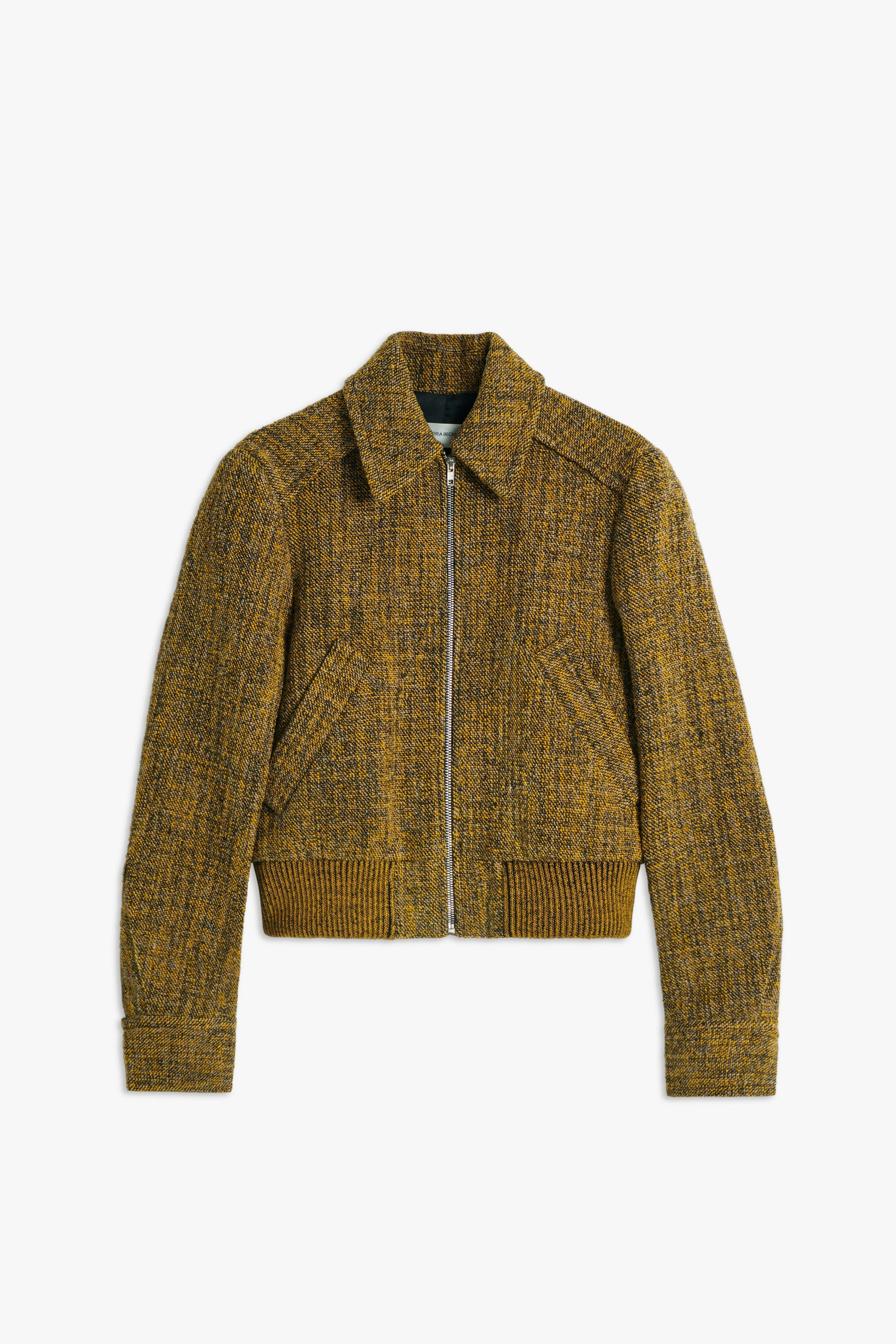 Tailored Bomber Jacket in Dark Brown-Yellow - 1
