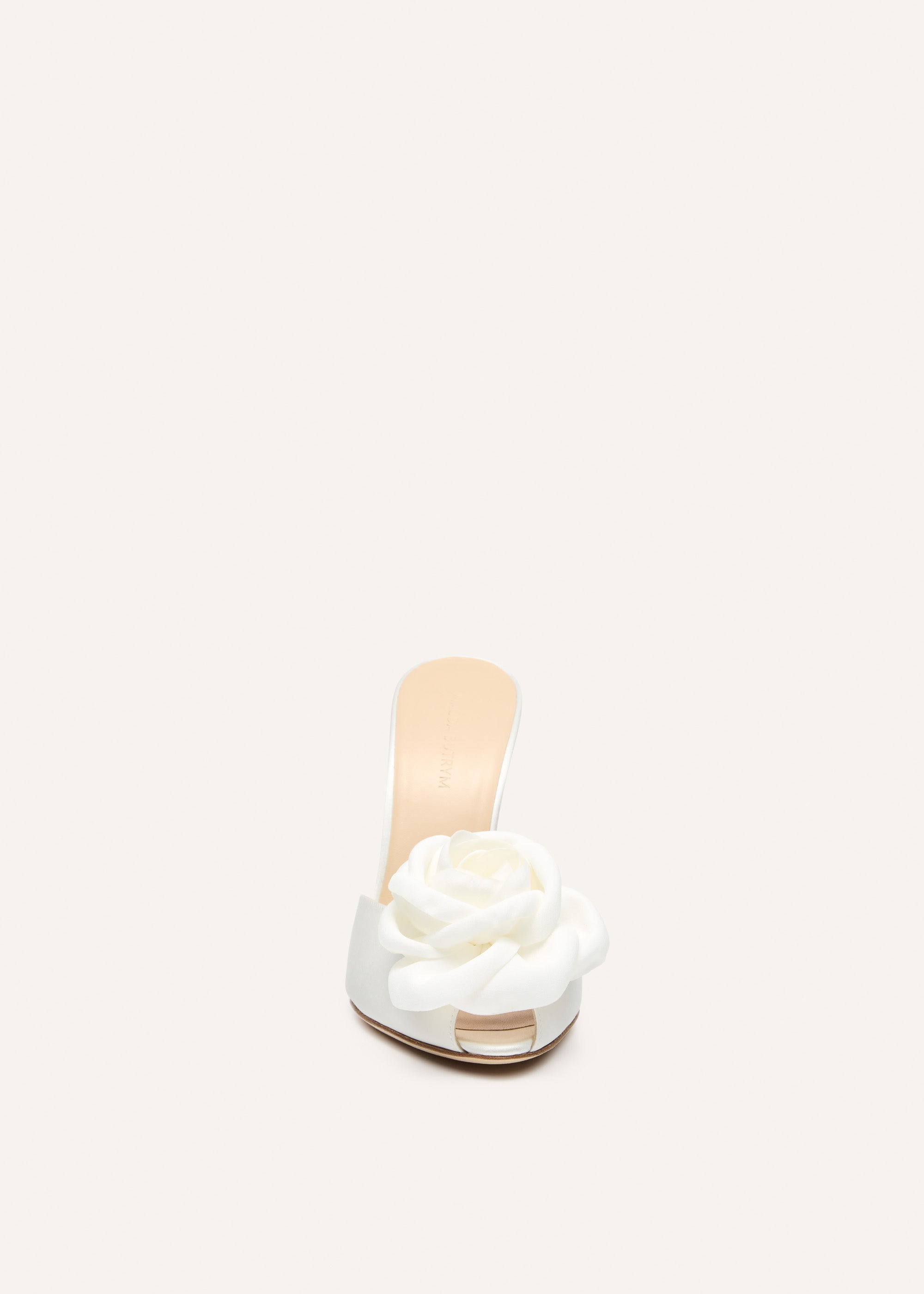 Flower peep toe mules in white satin - 3
