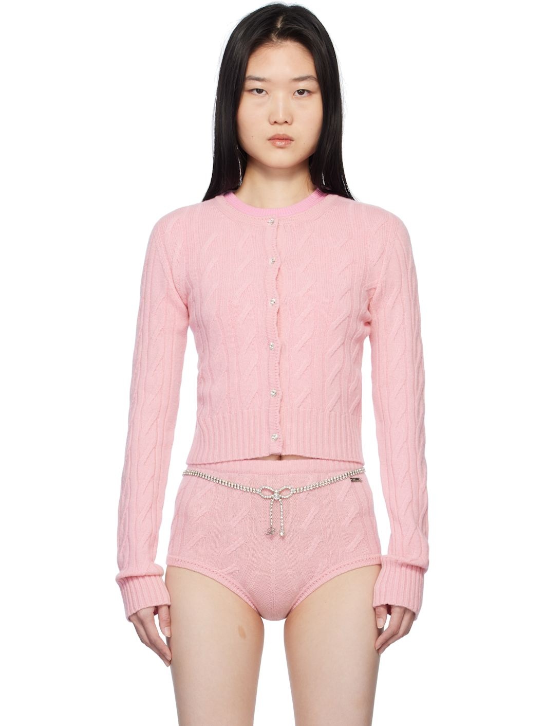 Pink Wool & Cashmere Cardigan - 1