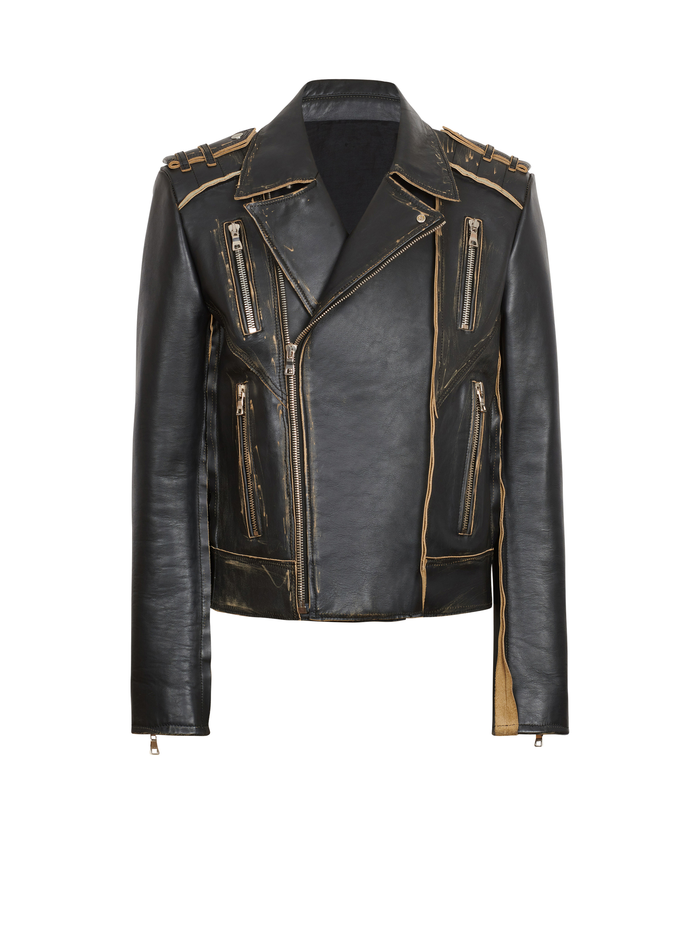 Deconstructed leather biker jacket - 1