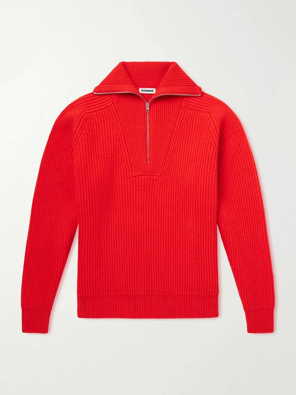 Ribbed Wool Zip-Up Sweater - 1
