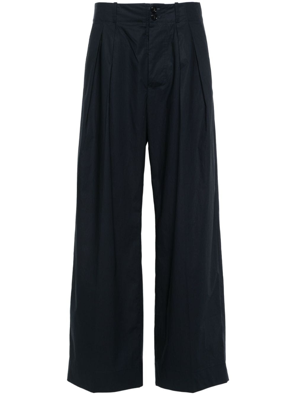 pleated straight-leg trousers - 1